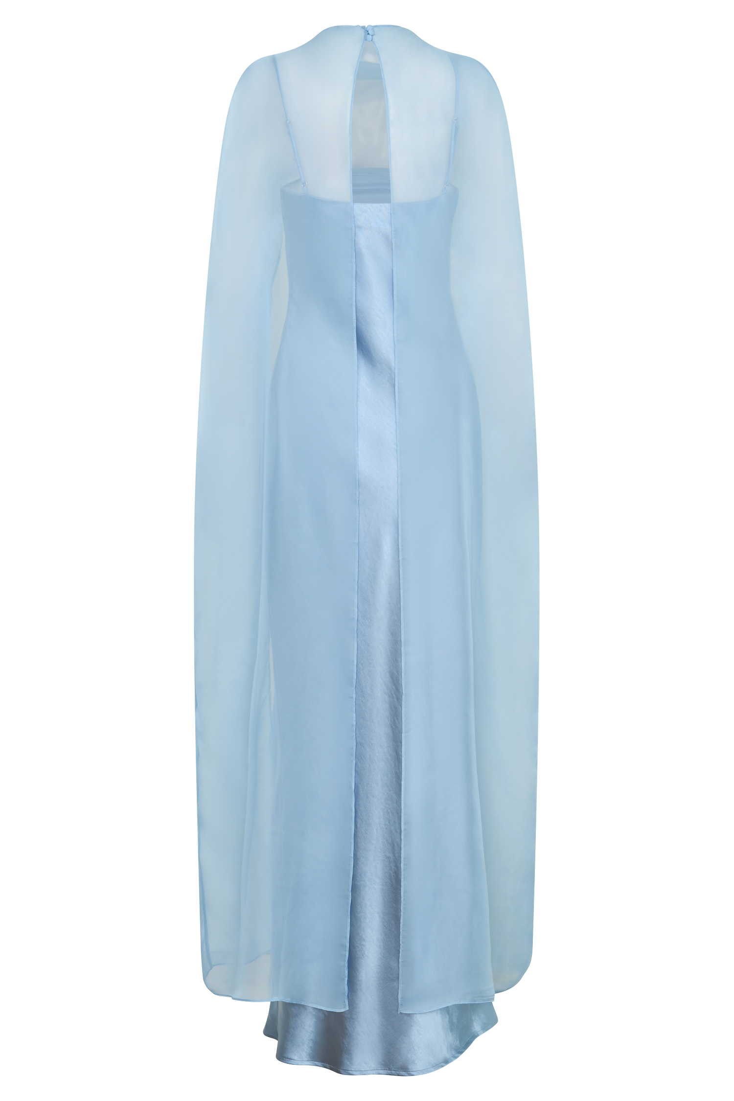 Martinne Chiffon Cape Maxi Dress - Arctic Blue