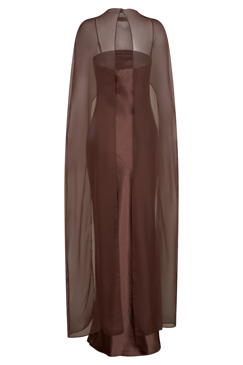 Martinne Chiffon Cape Maxi Dress - Mocha