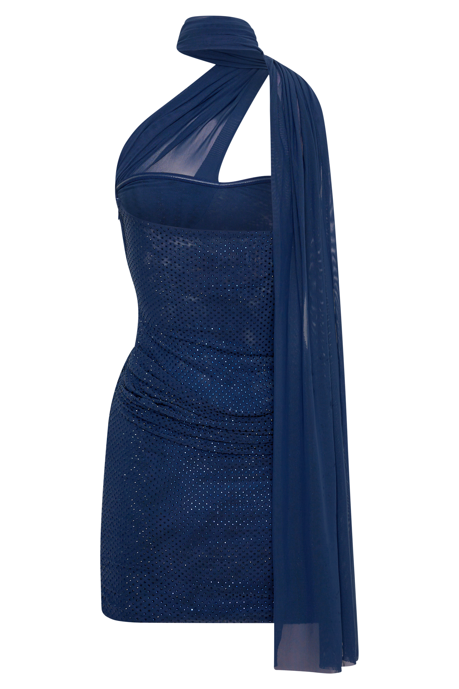 Mattea Diamante Mini Dress With Scarf - Navy