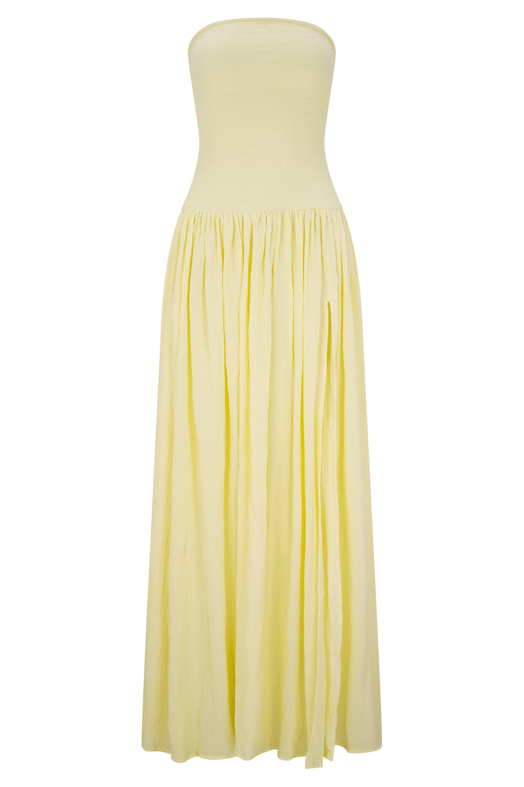 Maureen Cotton Shirring Maxi Dress - Lemon