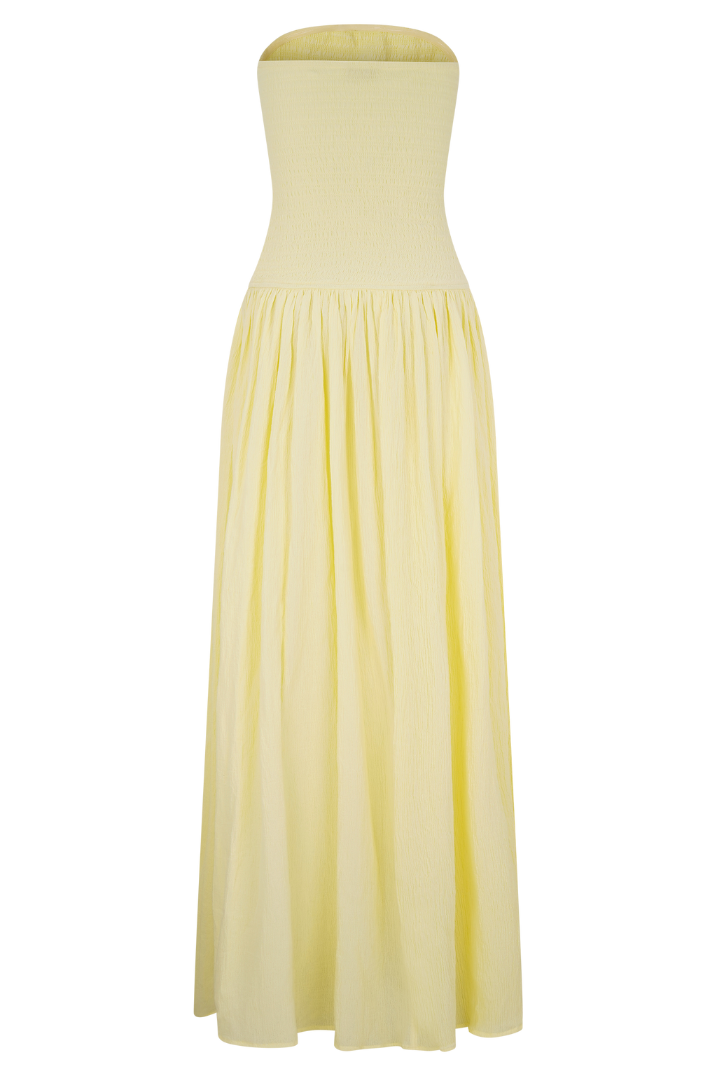 Maureen Cotton Shirring Maxi Dress - Lemon