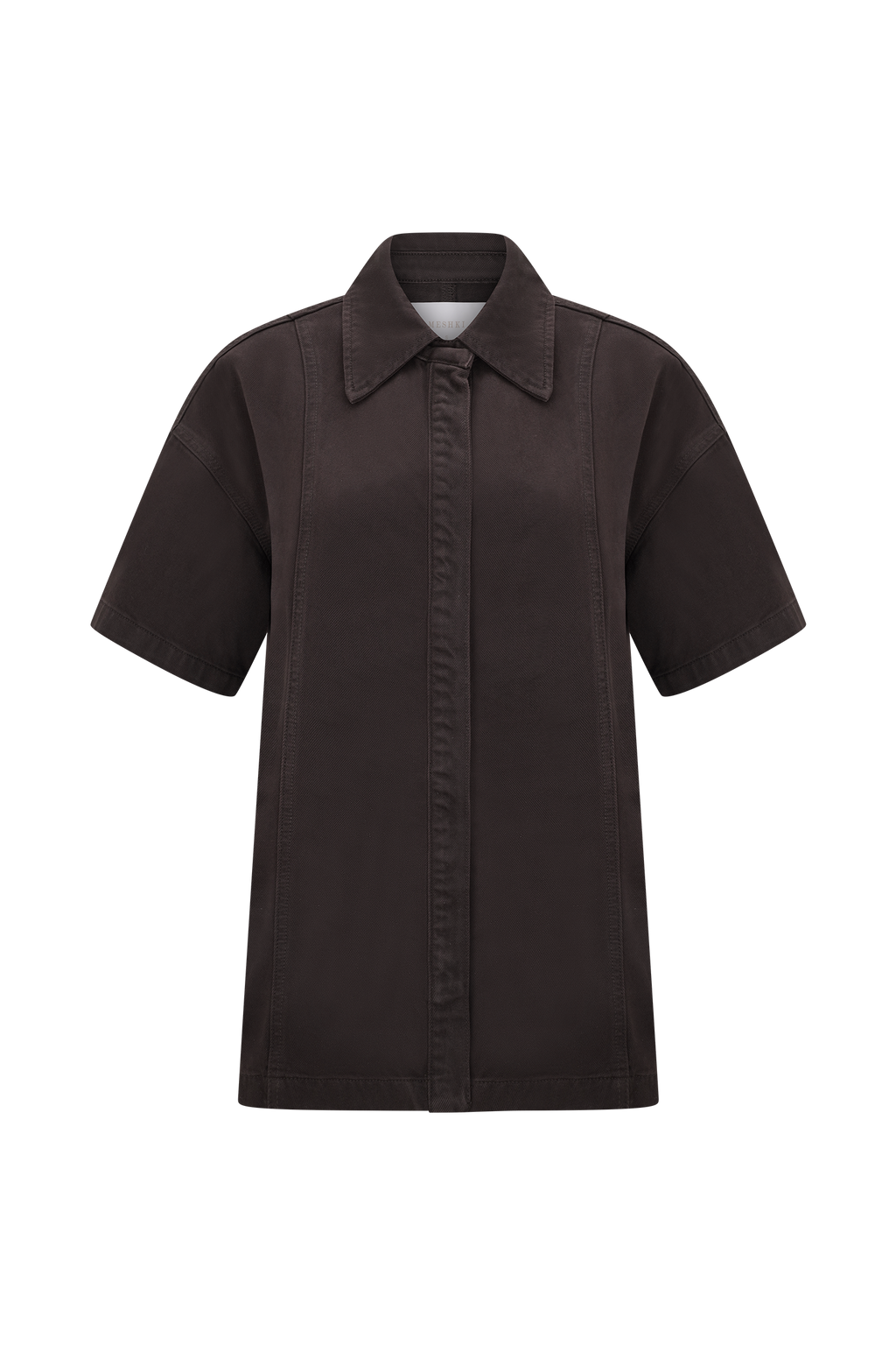 Maya Oversized Denim Shirt - Chocolate