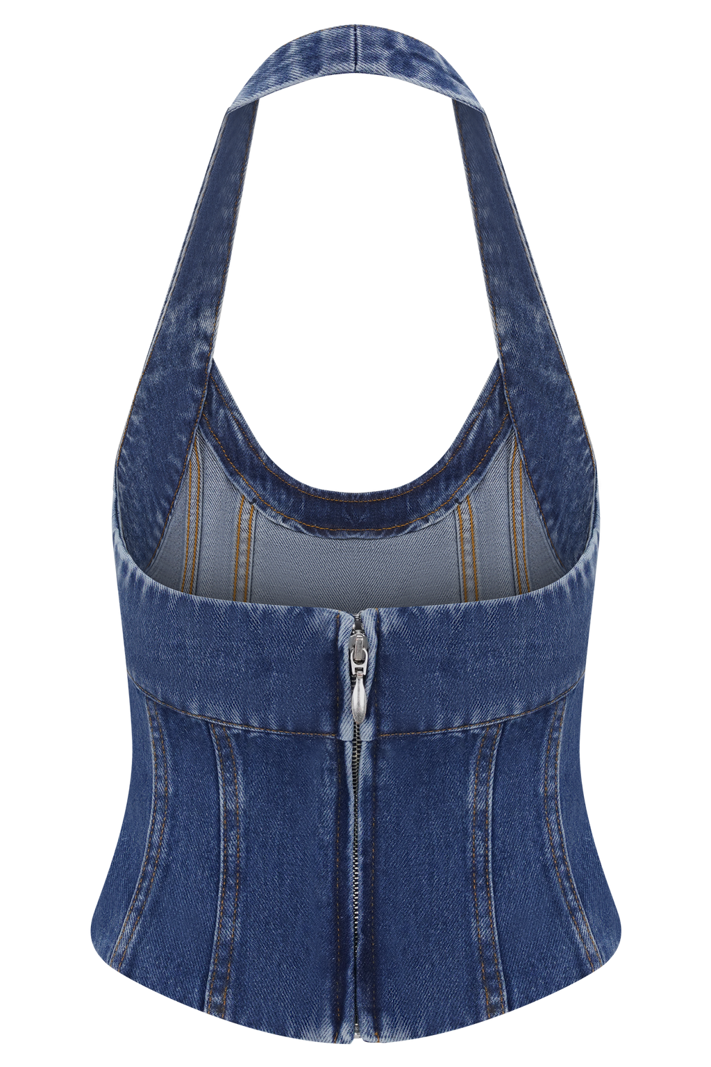 Meadow Denim Corset Halter Top - Dark Blue