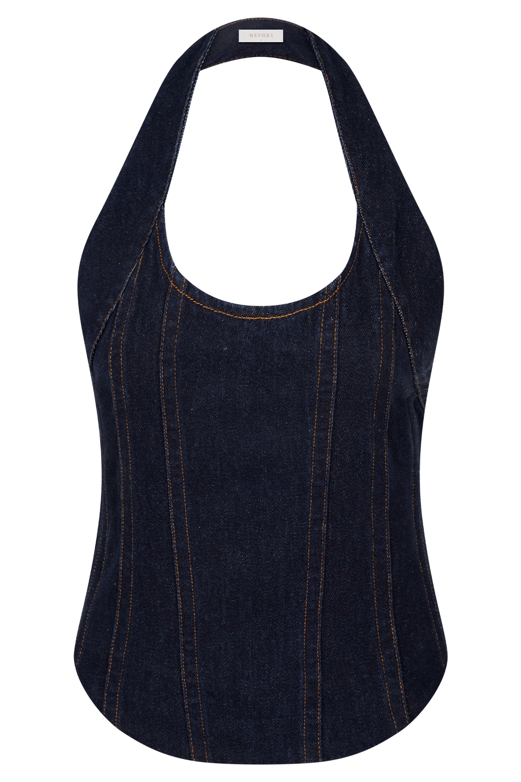 Meadow Denim Corset Halter Top - Indigo Blue