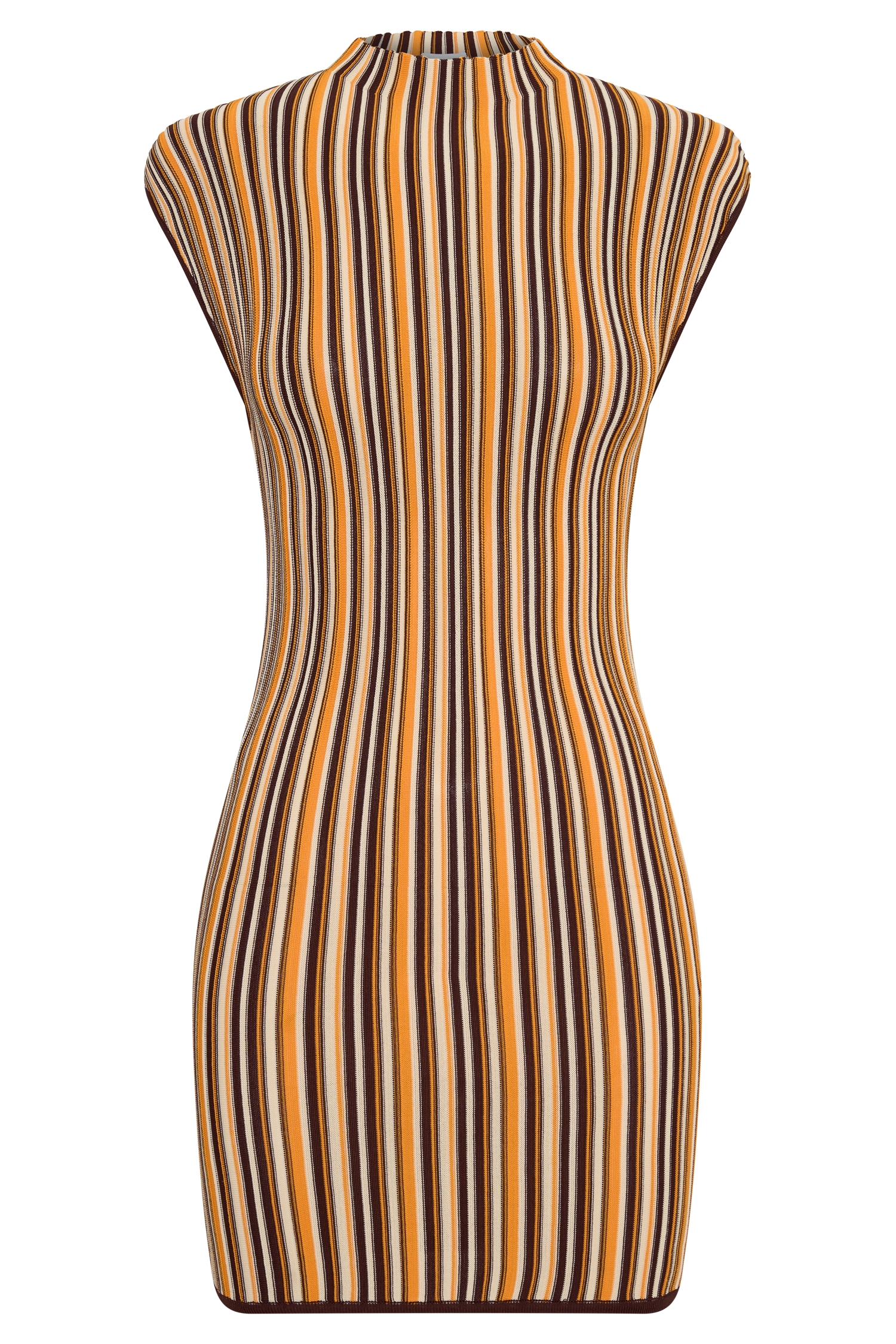 Meggie Striped Sleeveless Mini Dress - Orange/Chocolate