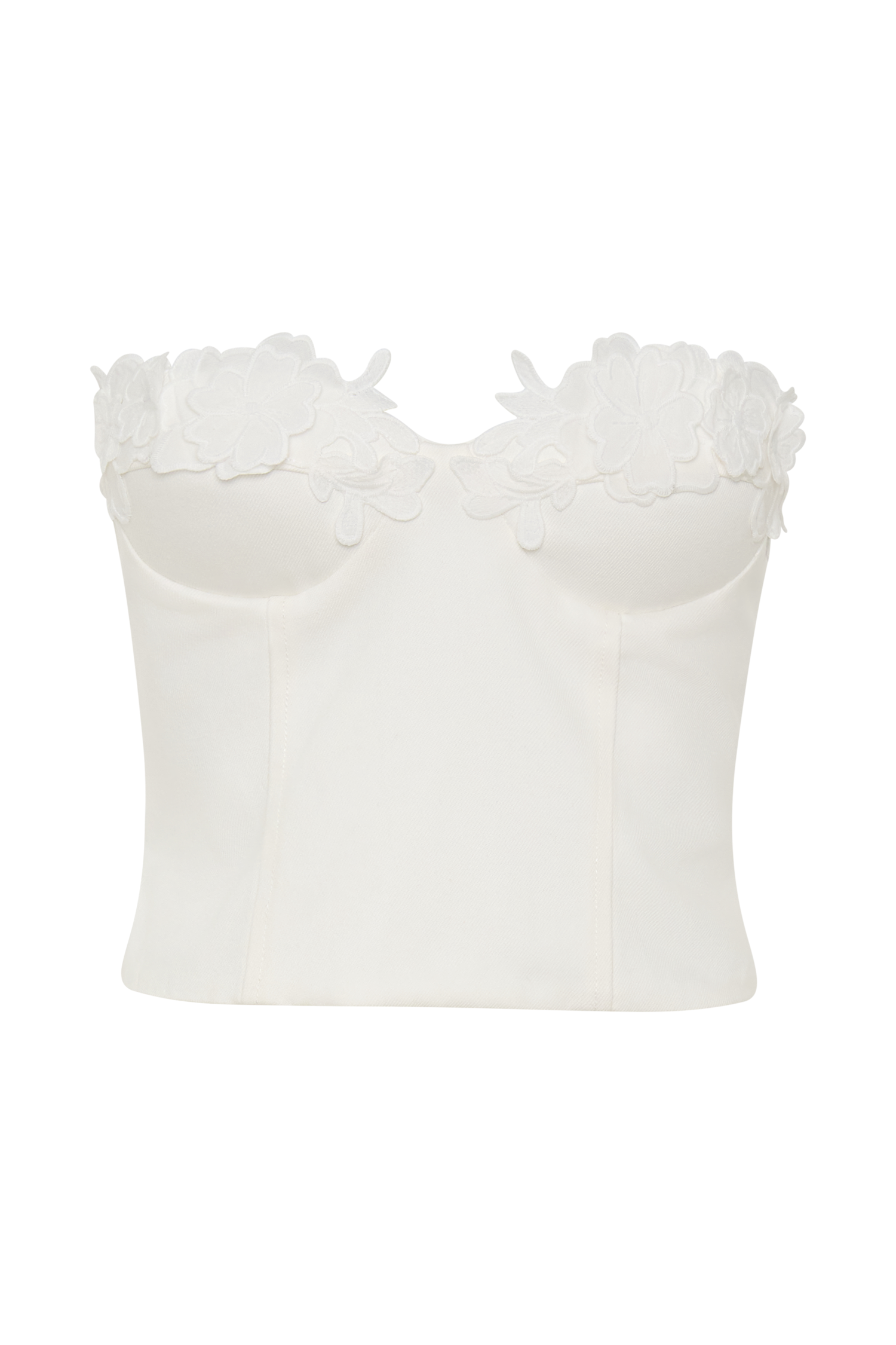 Melany Applique Denim Bustier - White