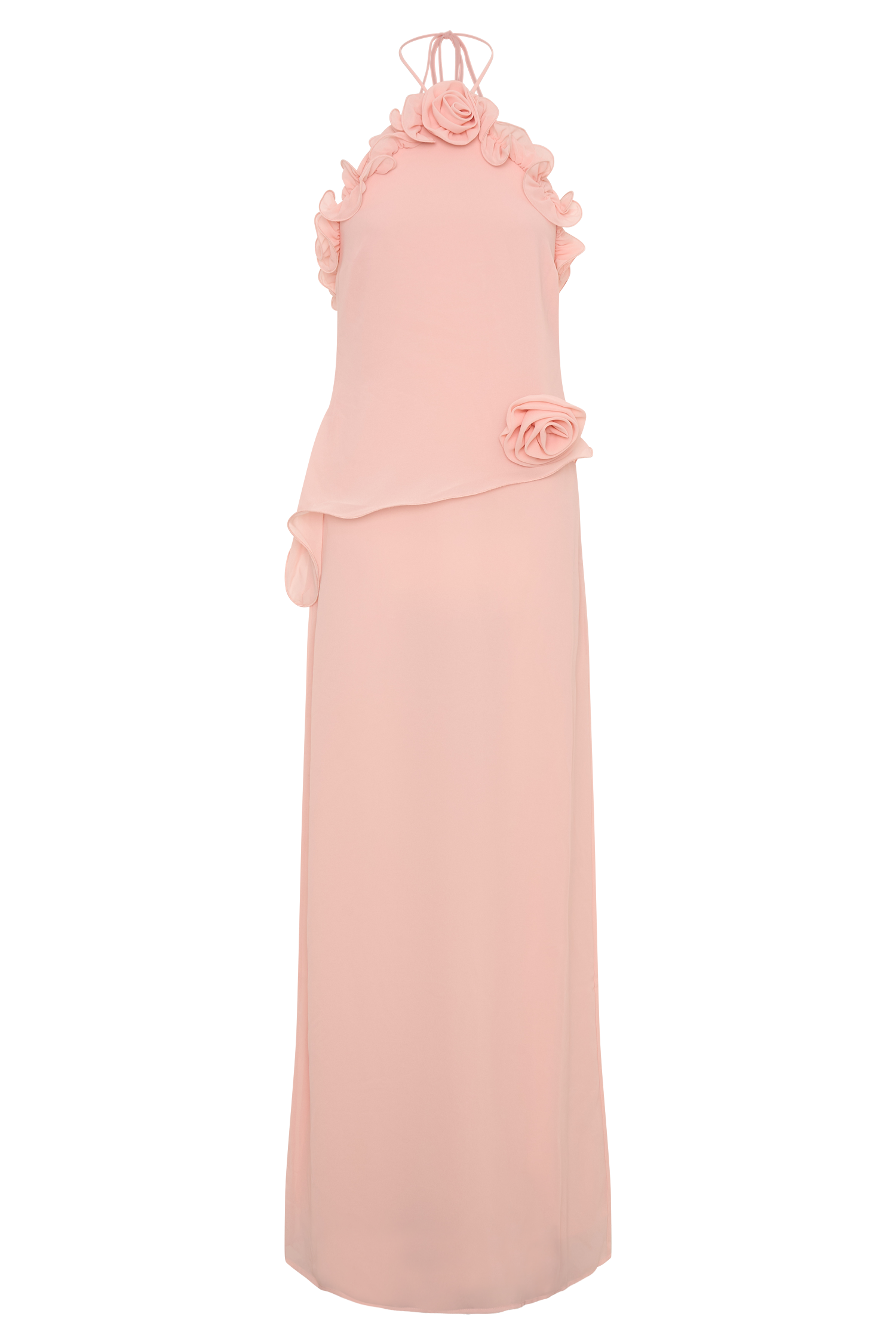 Melissa Chiffon Flower Maxi Dress - Baby Pink