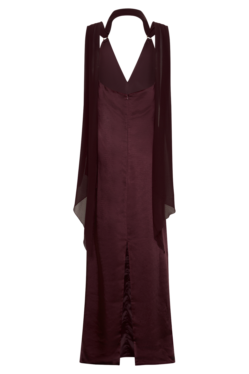 Myla Draped Shoulders Satin Maxi Dress - Chocolate