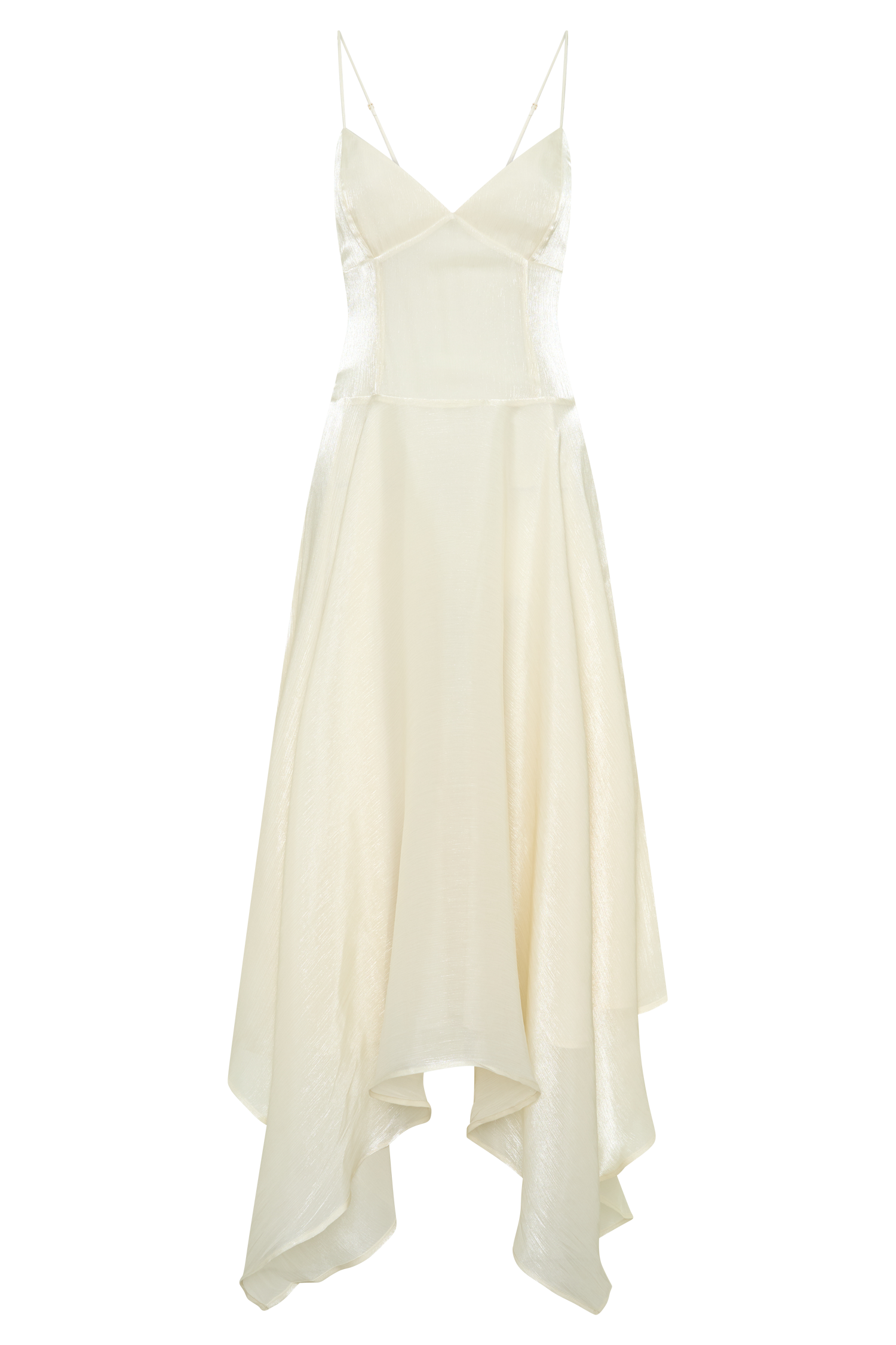 Naomi Satin Asymmetric Hem Maxi Dress - Ivory