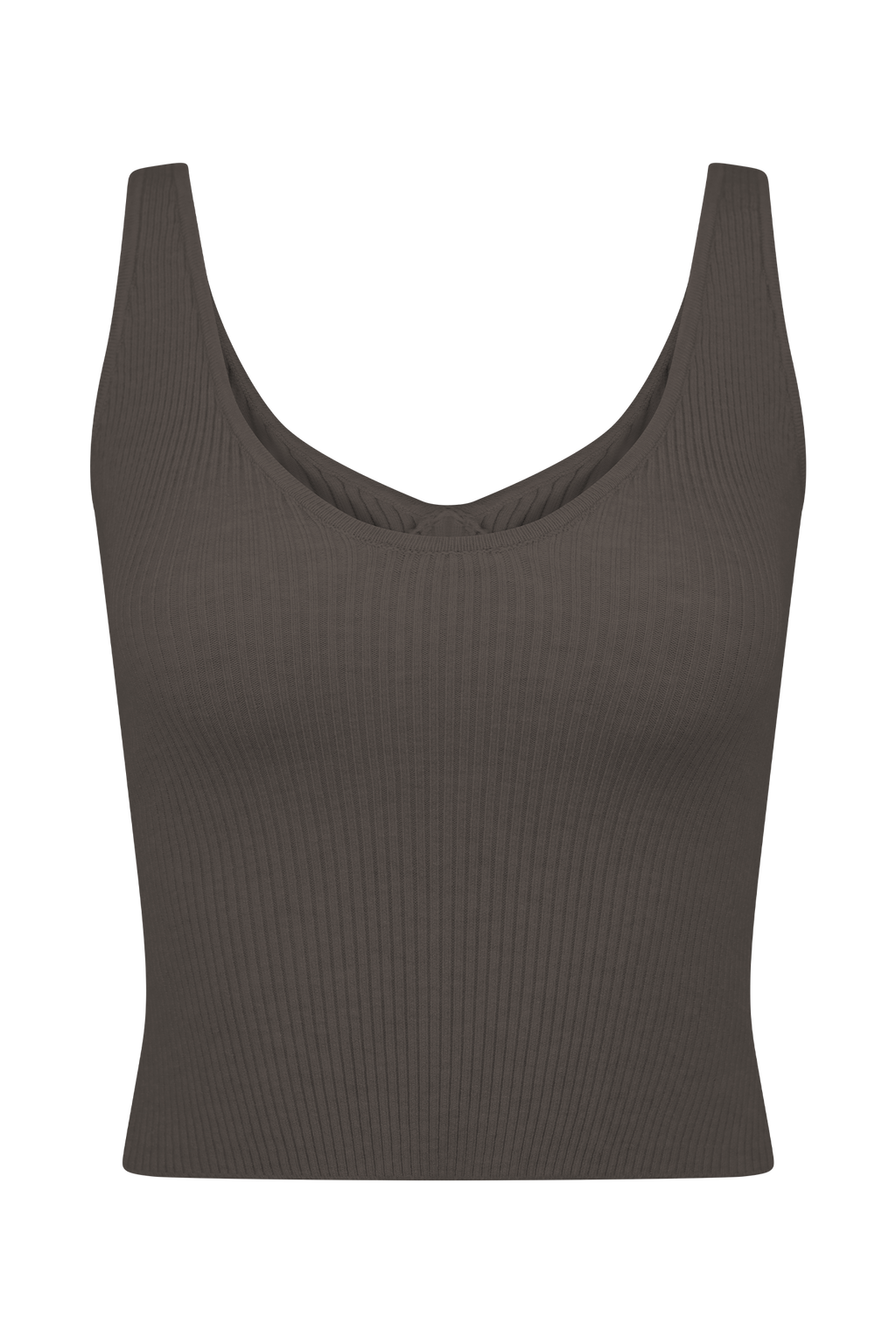 Natalya Ribbed Knit Cami Top - Dark Chocolate
