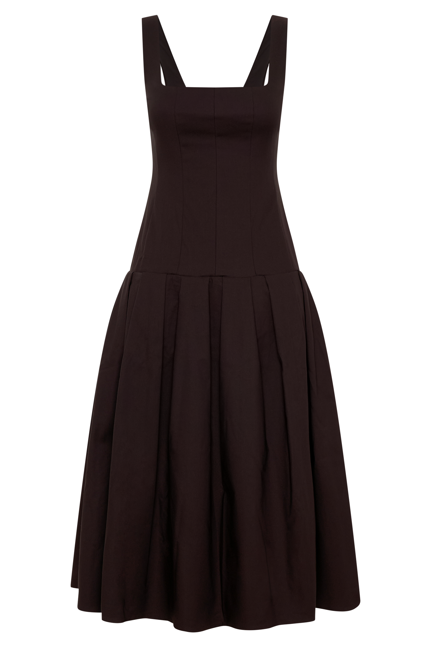 Natascha Drop Waist Cotton Midi Dress - Chocolate