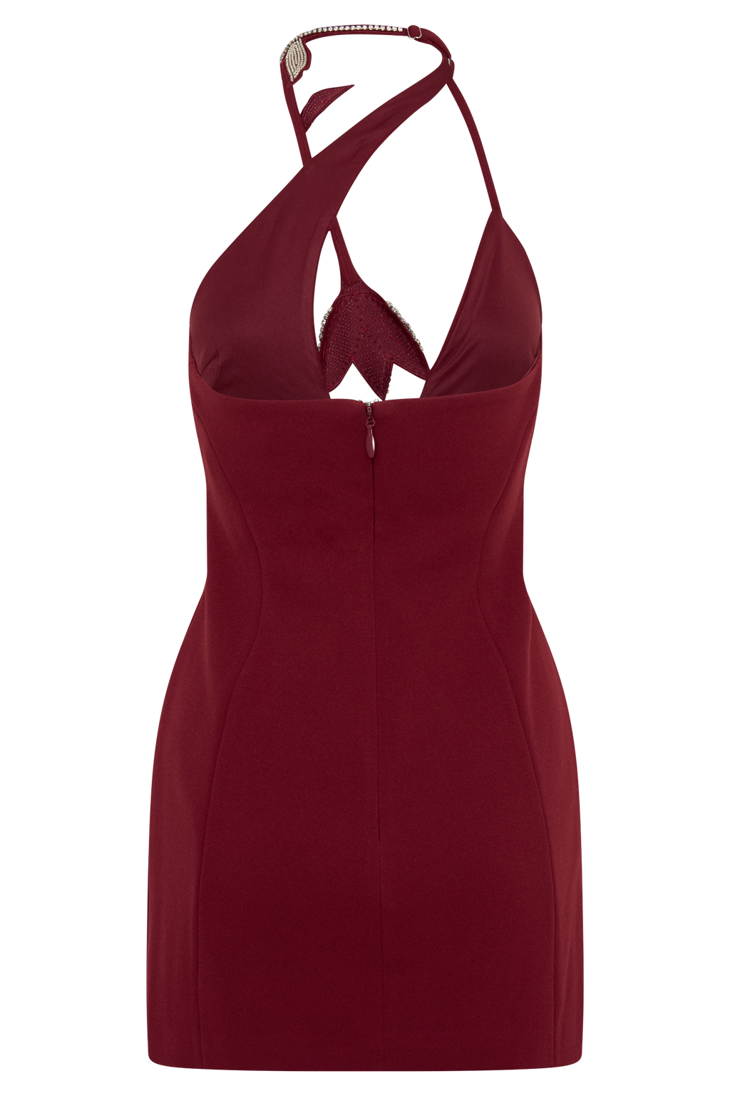 Nathalie Halter Neck Floral Mini Dress - Merlot