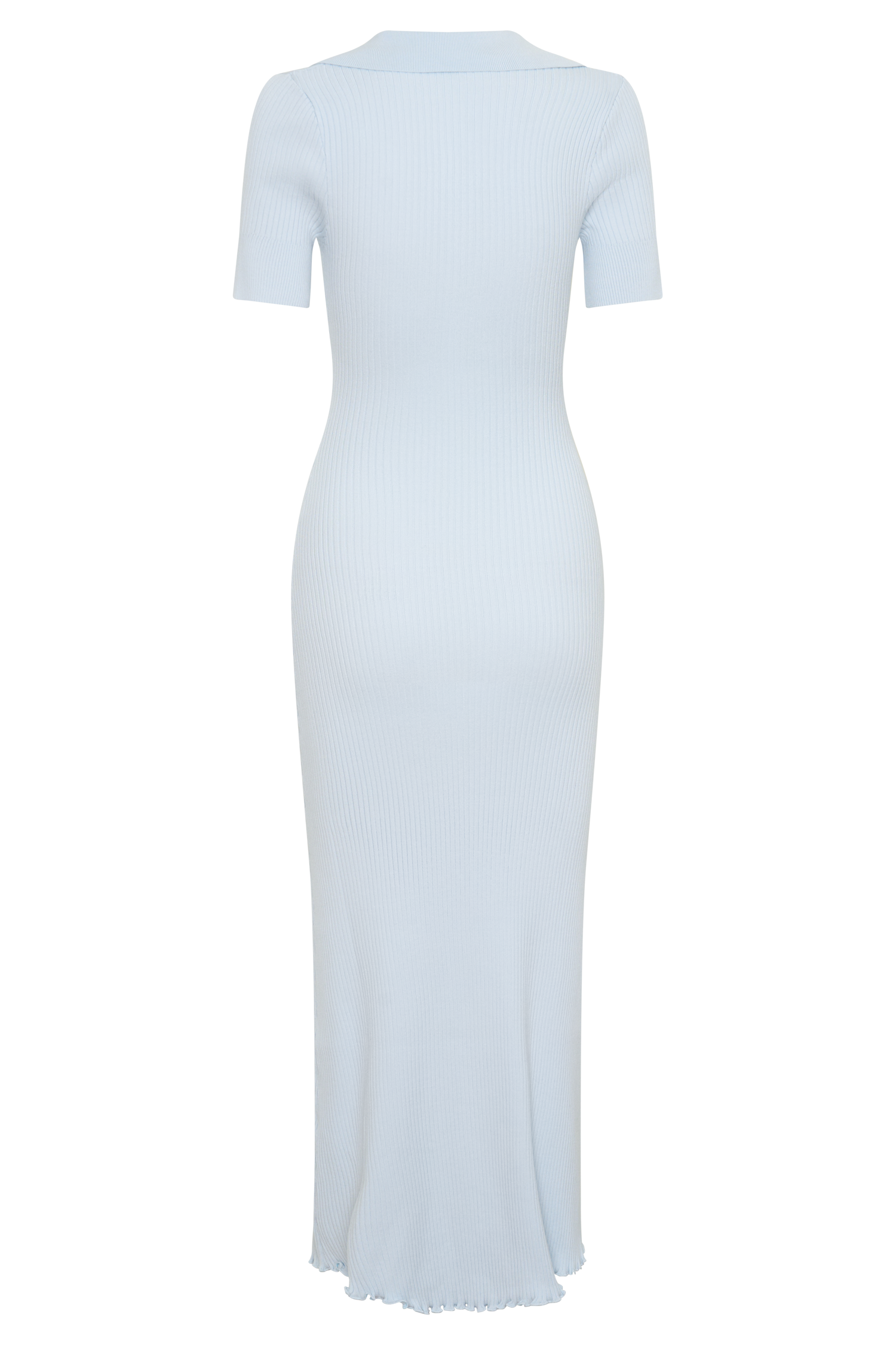 Nichelle Short Sleeve Collared Knit Midi Dress - Light Blue