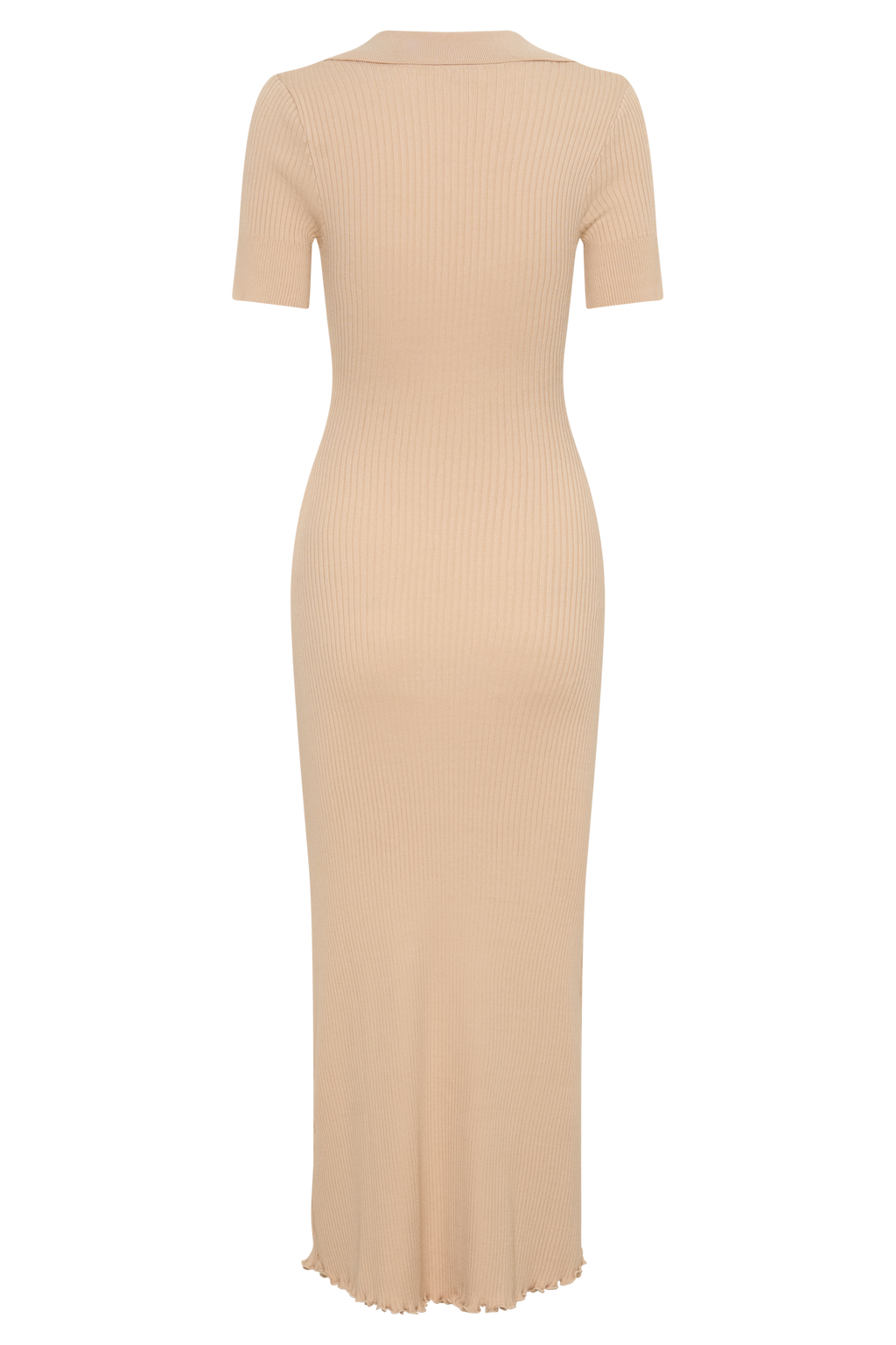 Nichelle Short Sleeve Collared Knit Midi Dress - Natural