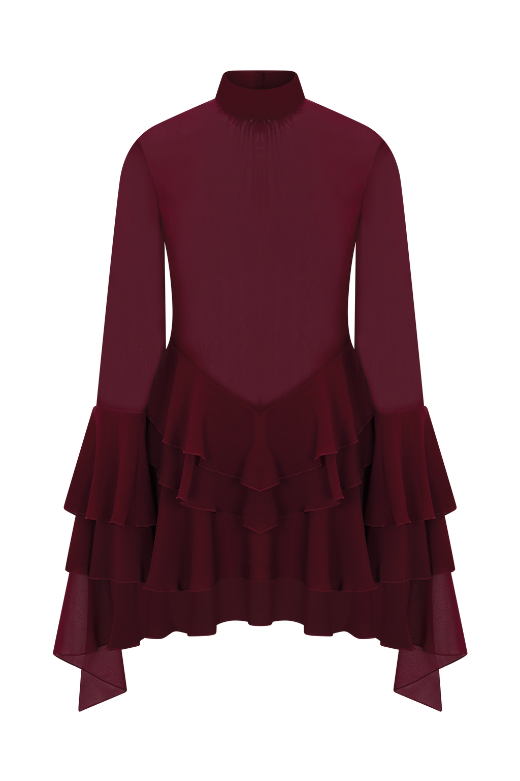 Nimah Chiffon Ruffle Mini Dress - Wine