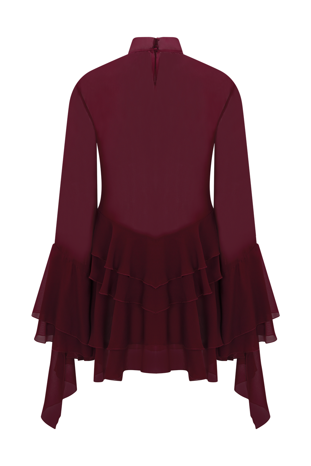 Nimah Chiffon Ruffle Mini Dress - Wine