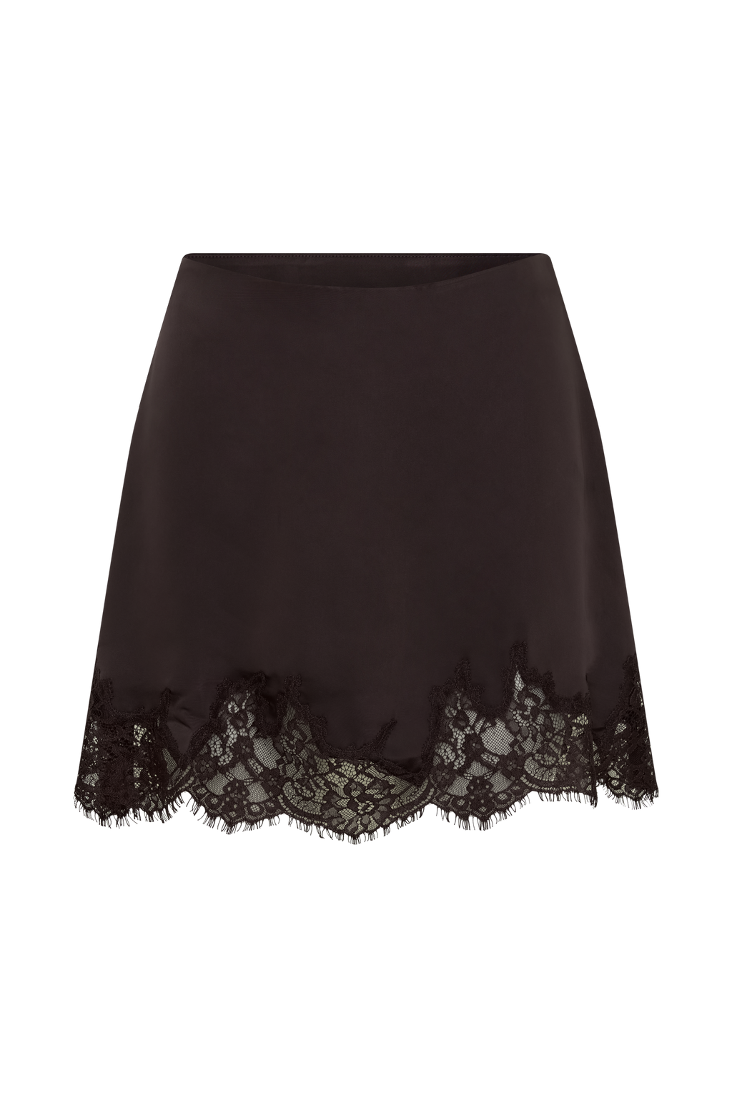 Nina Lace And Satin Mini Skirt - Chocolate