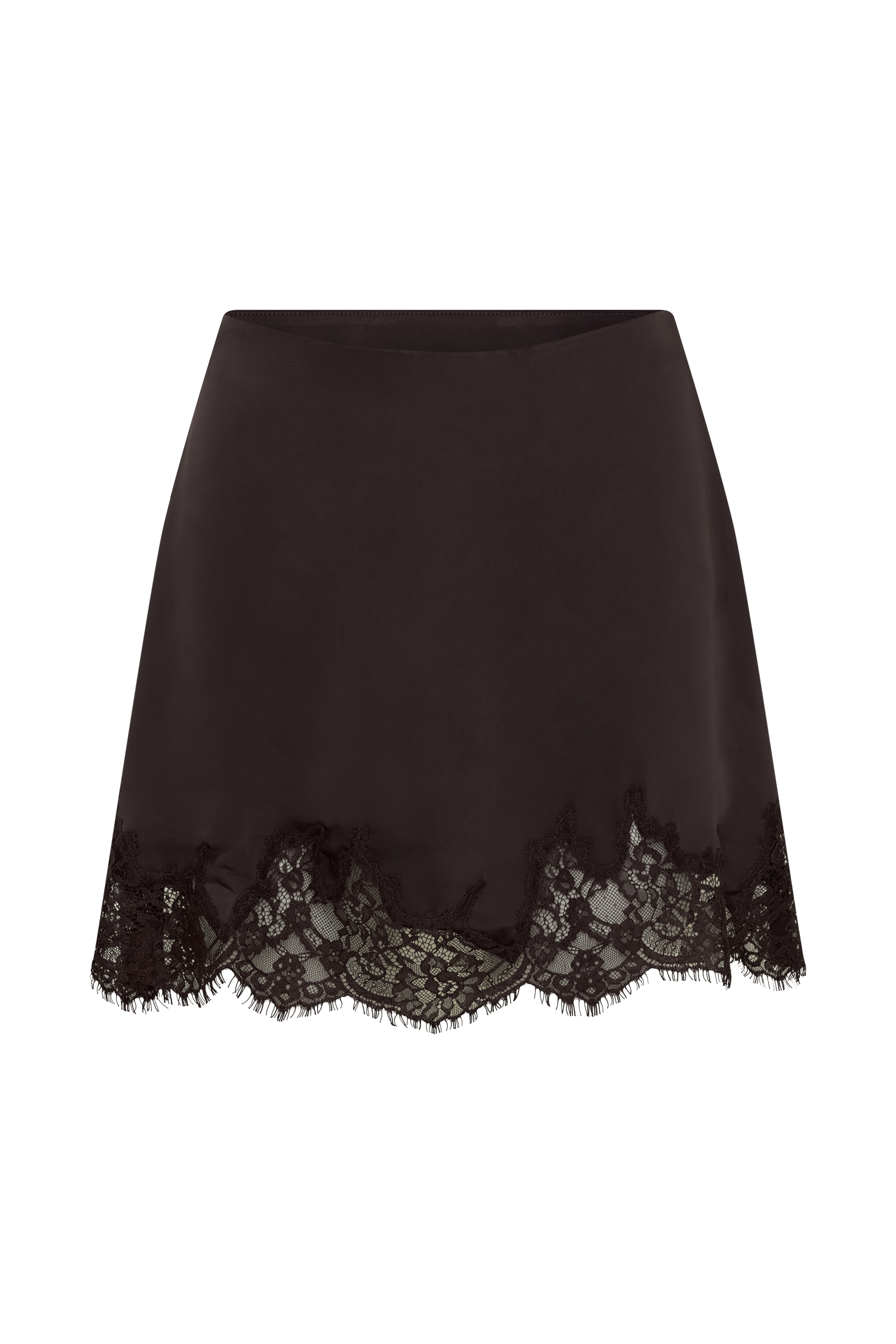 Nina Lace And Satin Mini Skirt - Chocolate