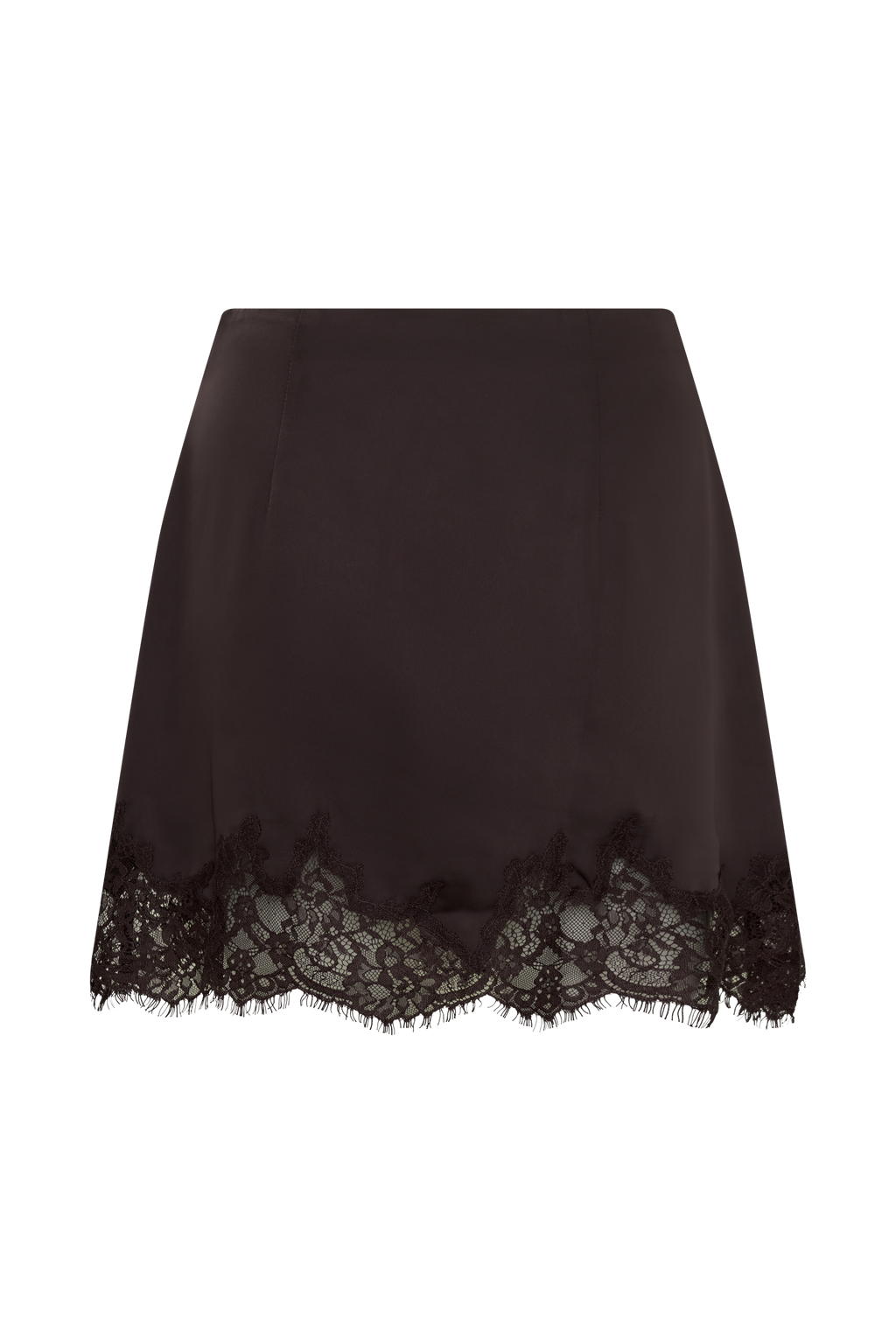Nina Lace And Satin Mini Skirt - Chocolate