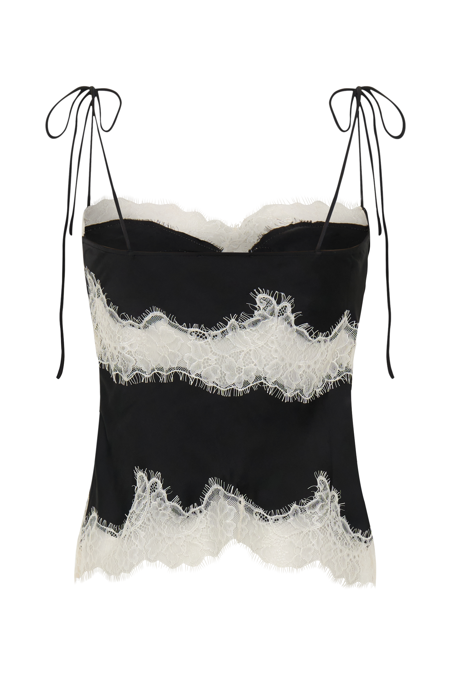 Nina Satin And Lace Camisole - Black/Ivory
