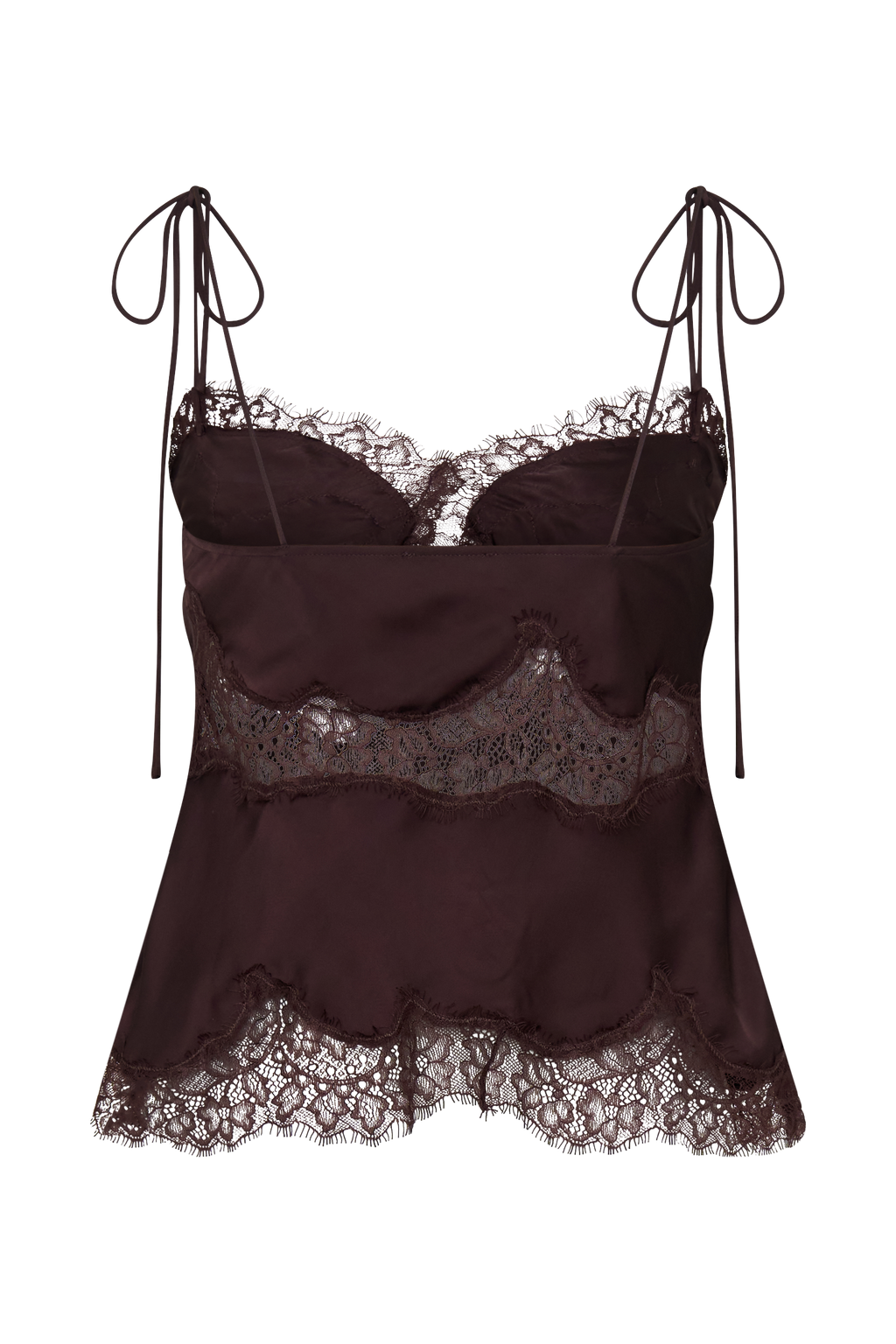 Nina Satin And Lace Camisole - Chocolate