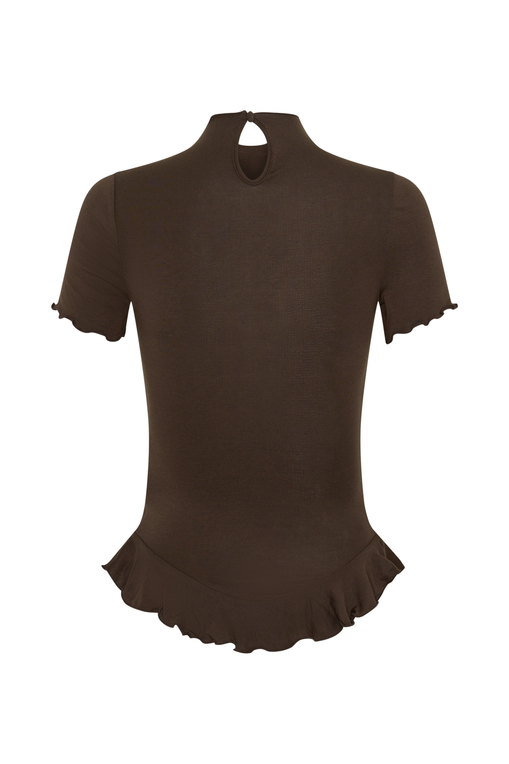 Nira Short Sleeve Ruffle Top - Dark Chocolate