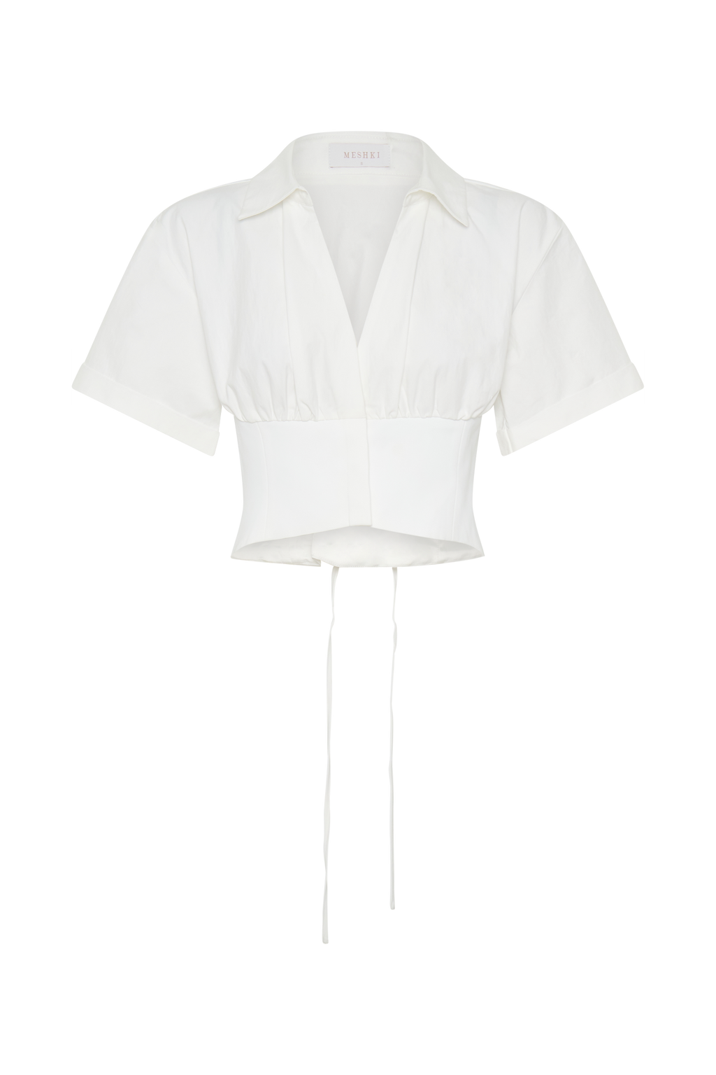 Noelia Tie Back Short Sleeve Shirt - White