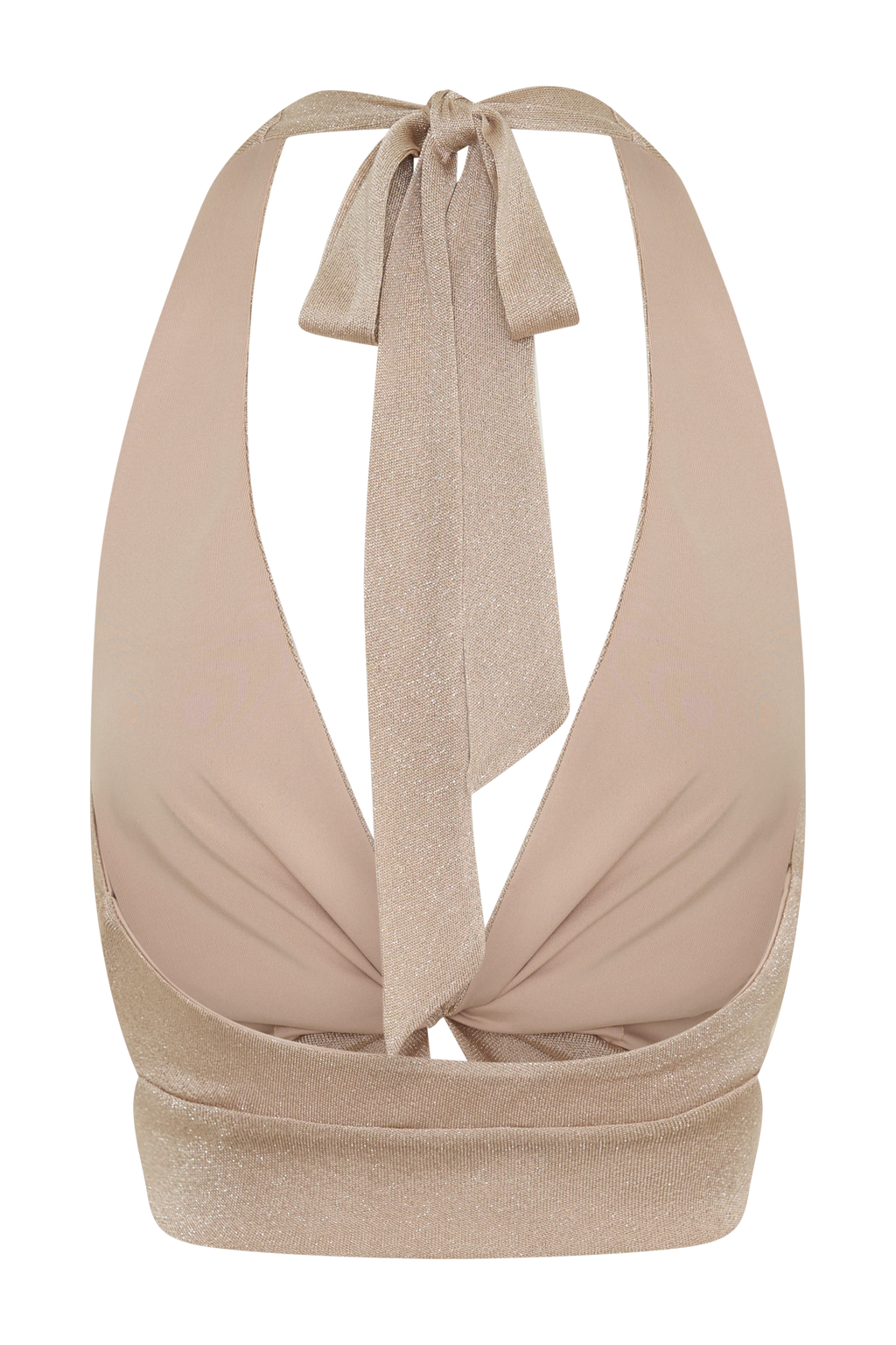 Nola Draped Lurex Halter Top - Gold