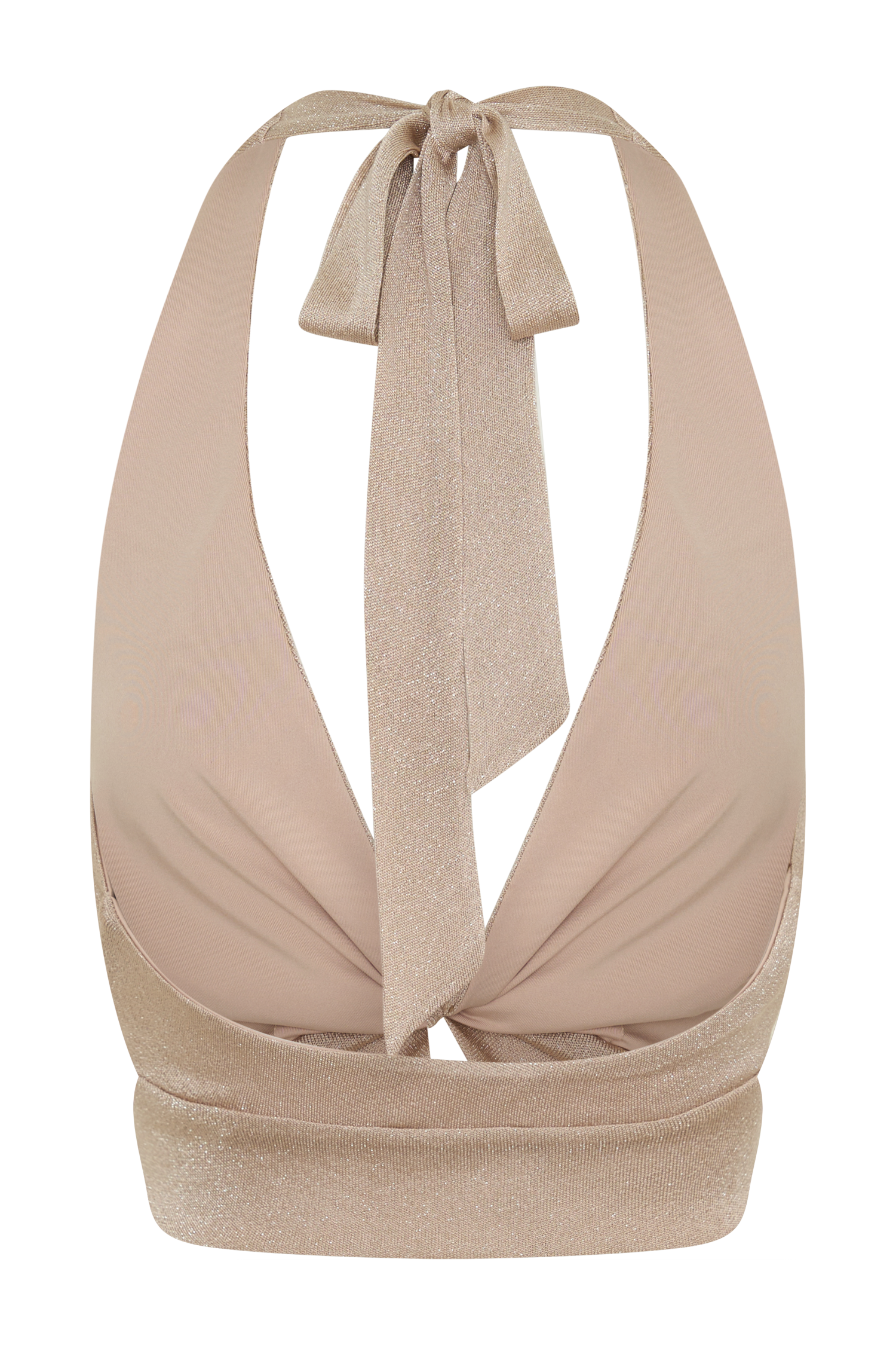 Nola Draped Lurex Halter Top - Gold