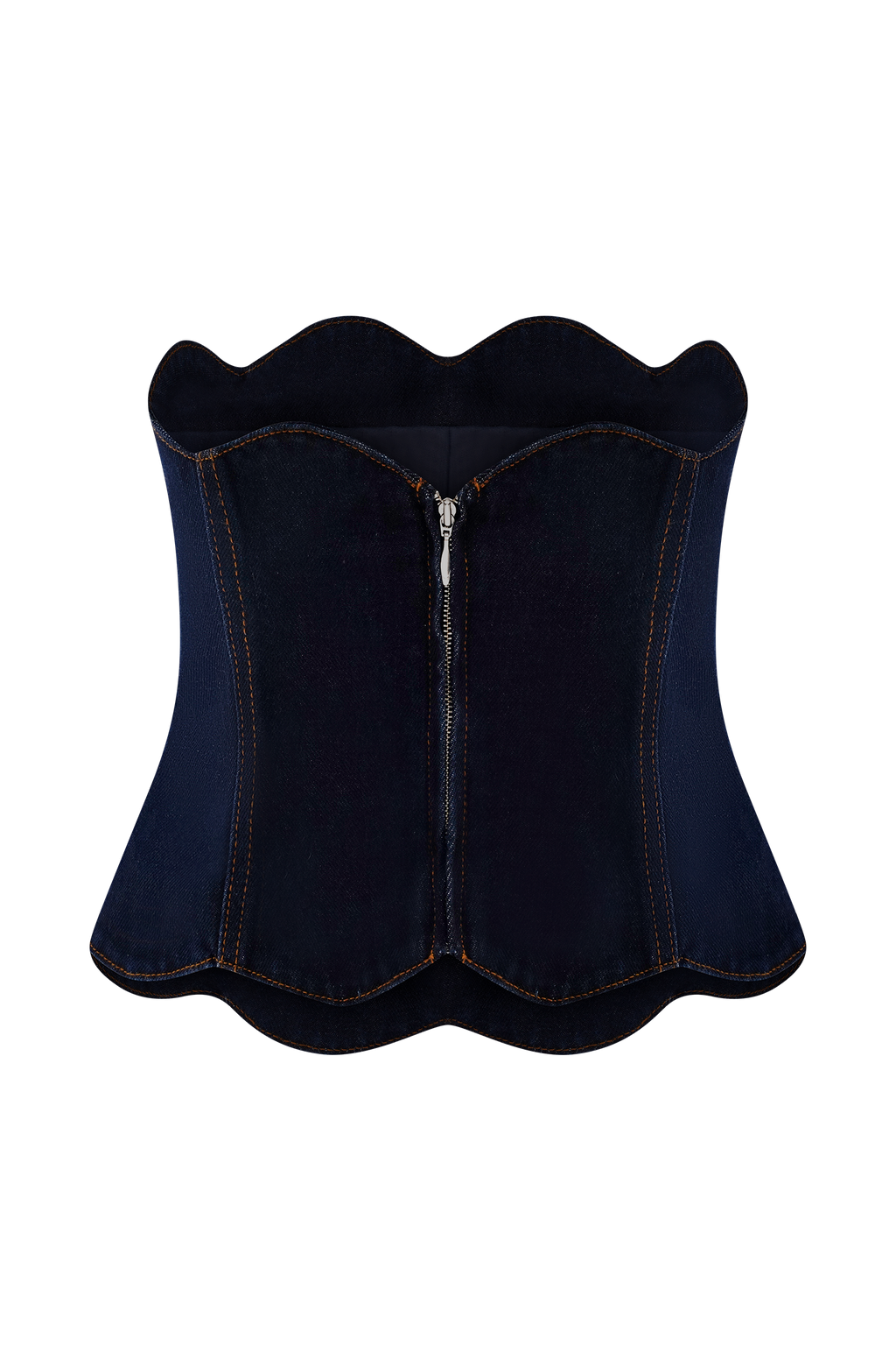 Oakley Strapless Scallop Denim Top - Indigo Blue