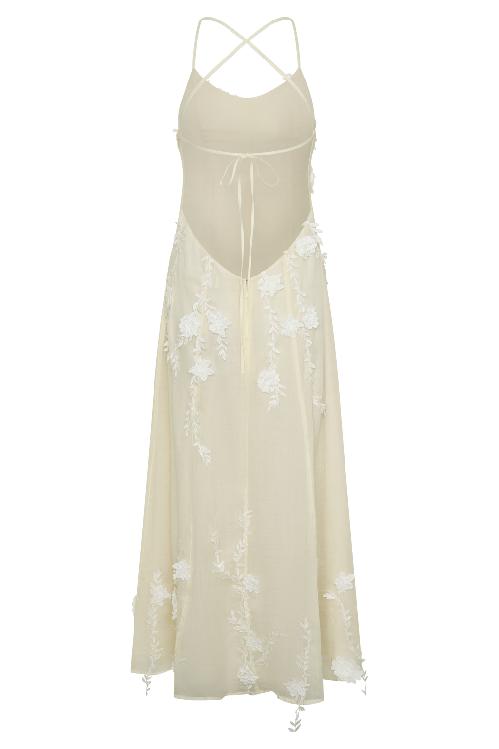Odette Floral Lace Midi Dress - Buttermilk