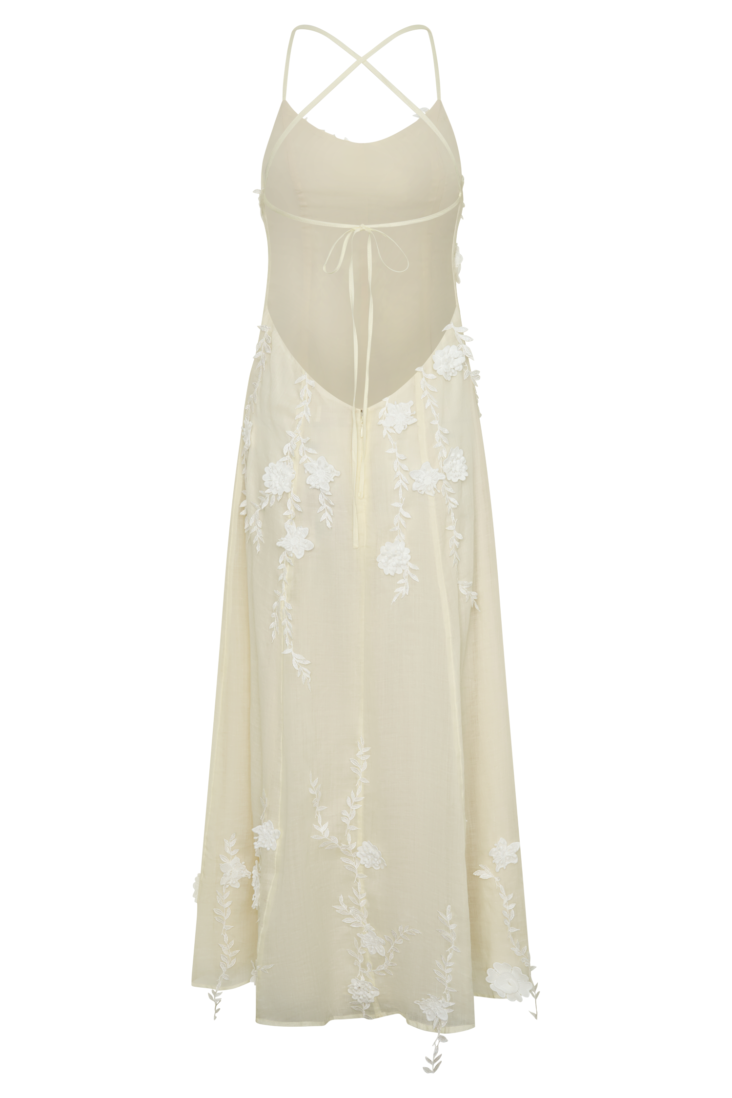 Odette Floral Lace Midi Dress - Buttermilk