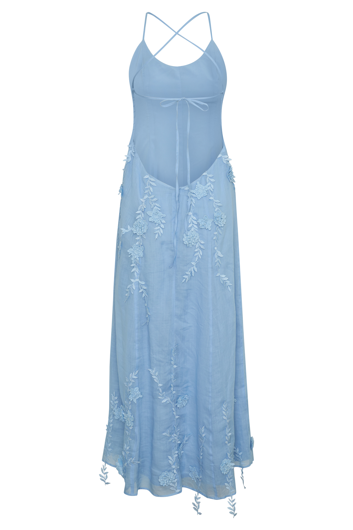 Odette Floral Lace Midi Dress - Pale Blue
