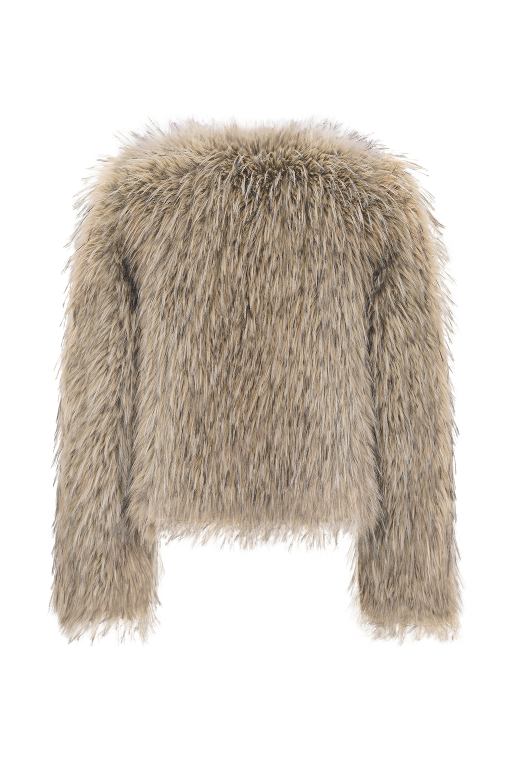 Ottie Mongolian Faux Fur Cropped Jacket - Brown Multi