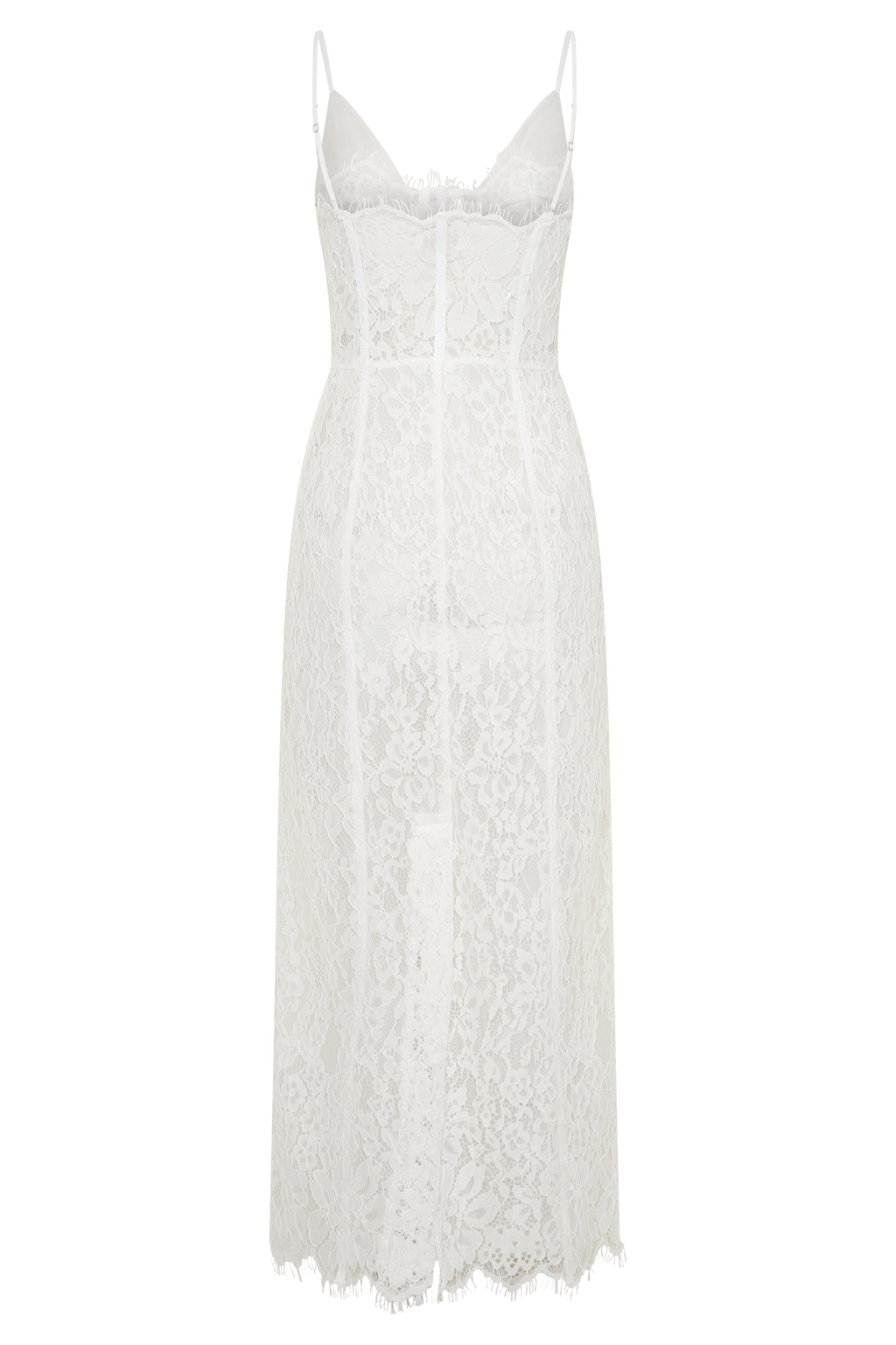 Ottilie Lace And Mesh Midi Dress - White