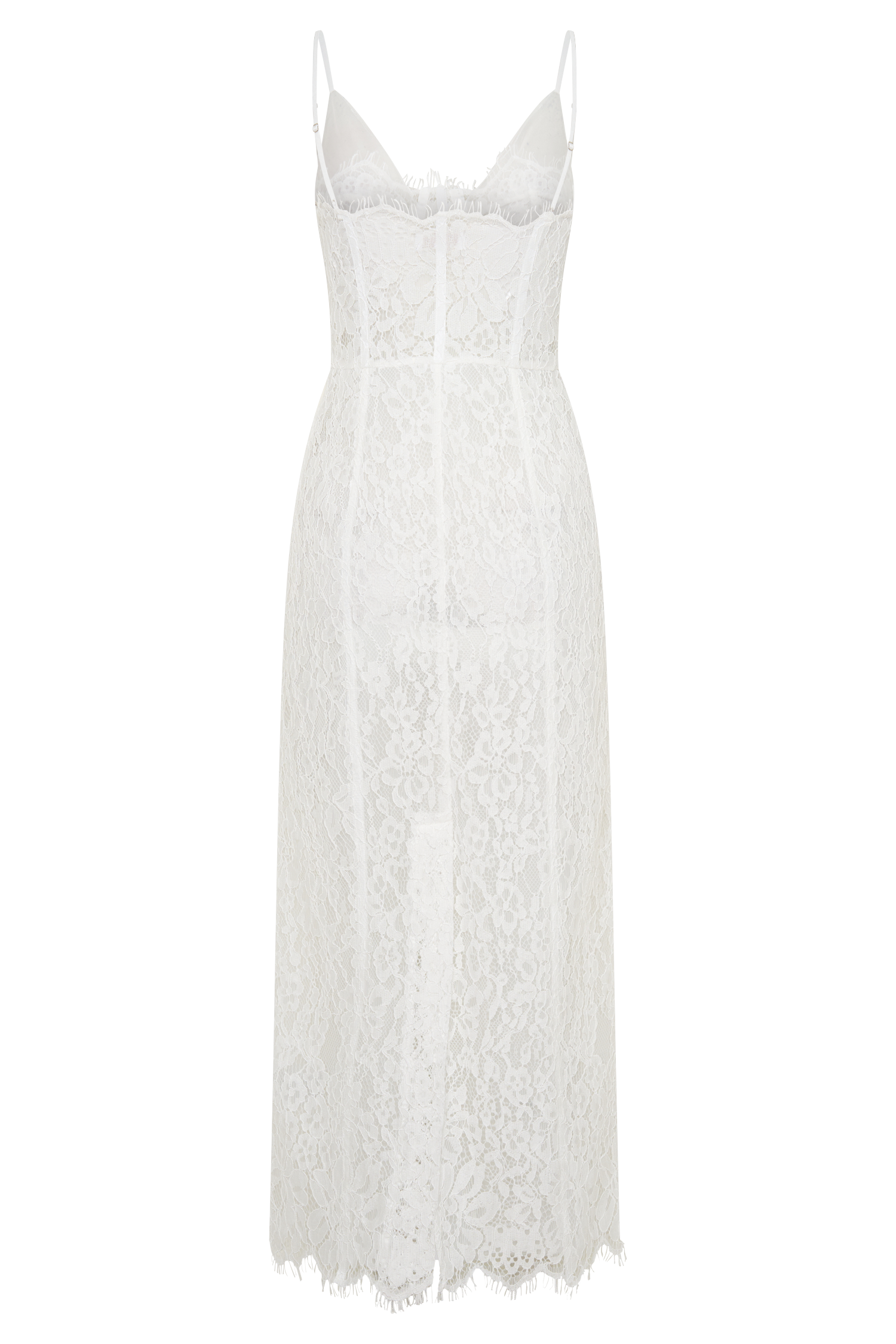 Ottilie Lace And Mesh Midi Dress - White