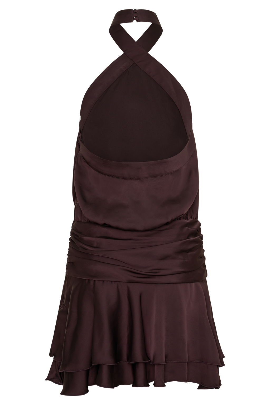 Poppy Satin Halter Mini Dress - Chocolate