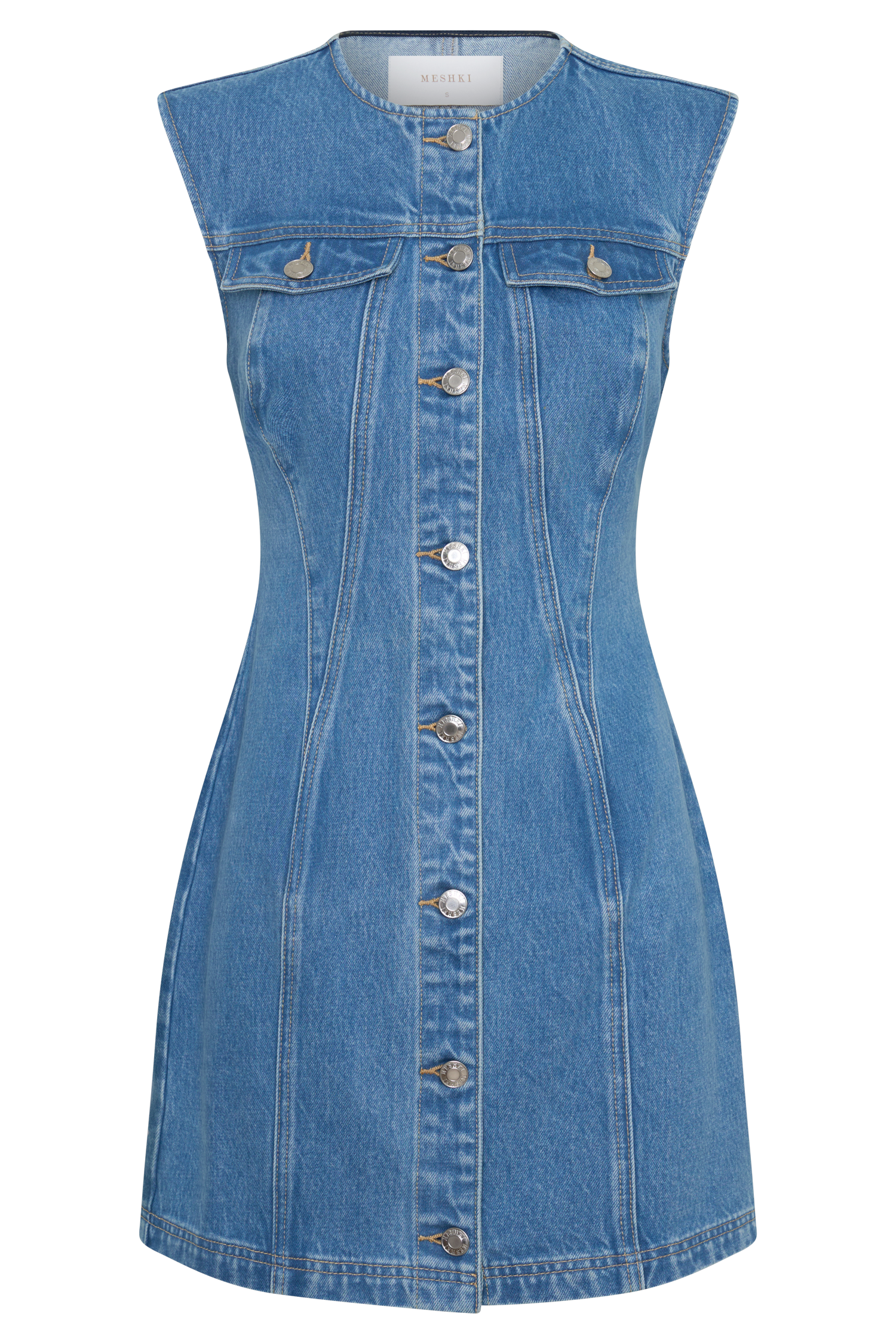 Penn Button Front Denim Mini Dress - Summer Blue