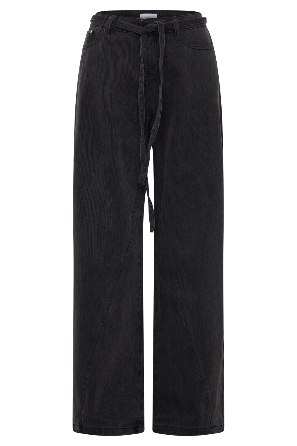 Perrie Mid Rise Straight Leg Tie Jeans - Washed Black