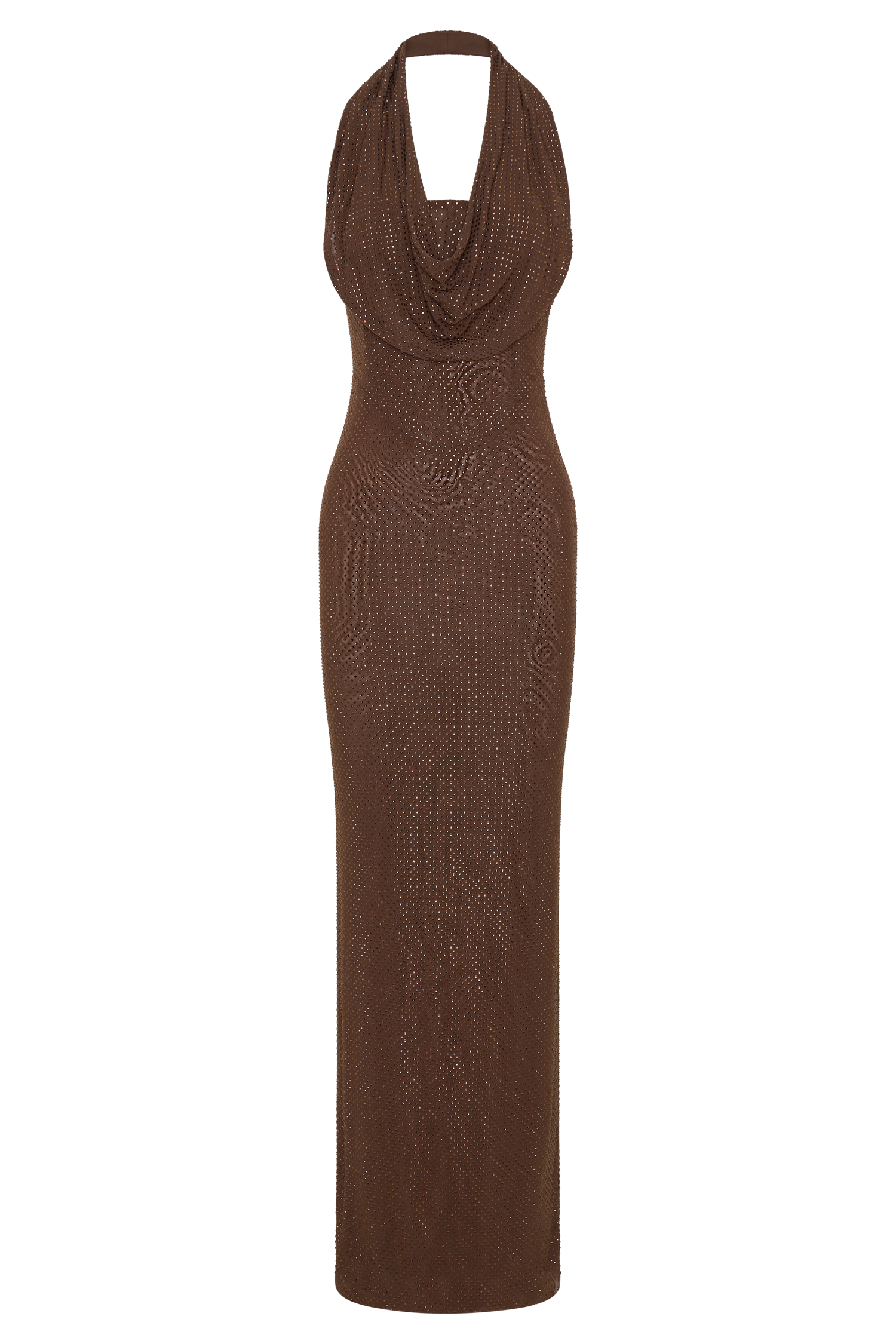 Phi Multi-Wear Cowl Diamante Maxi Dress - Chocolate