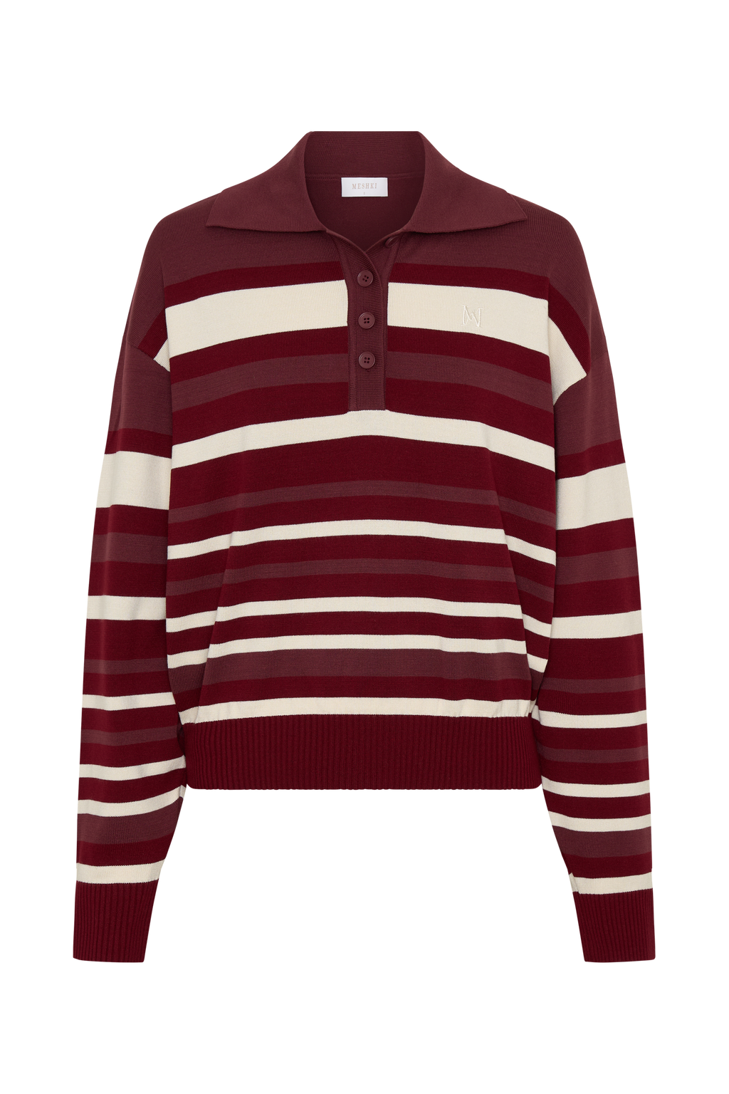 Philly Stripe Long Sleeve Knit Jumper - Burgundy/Cream