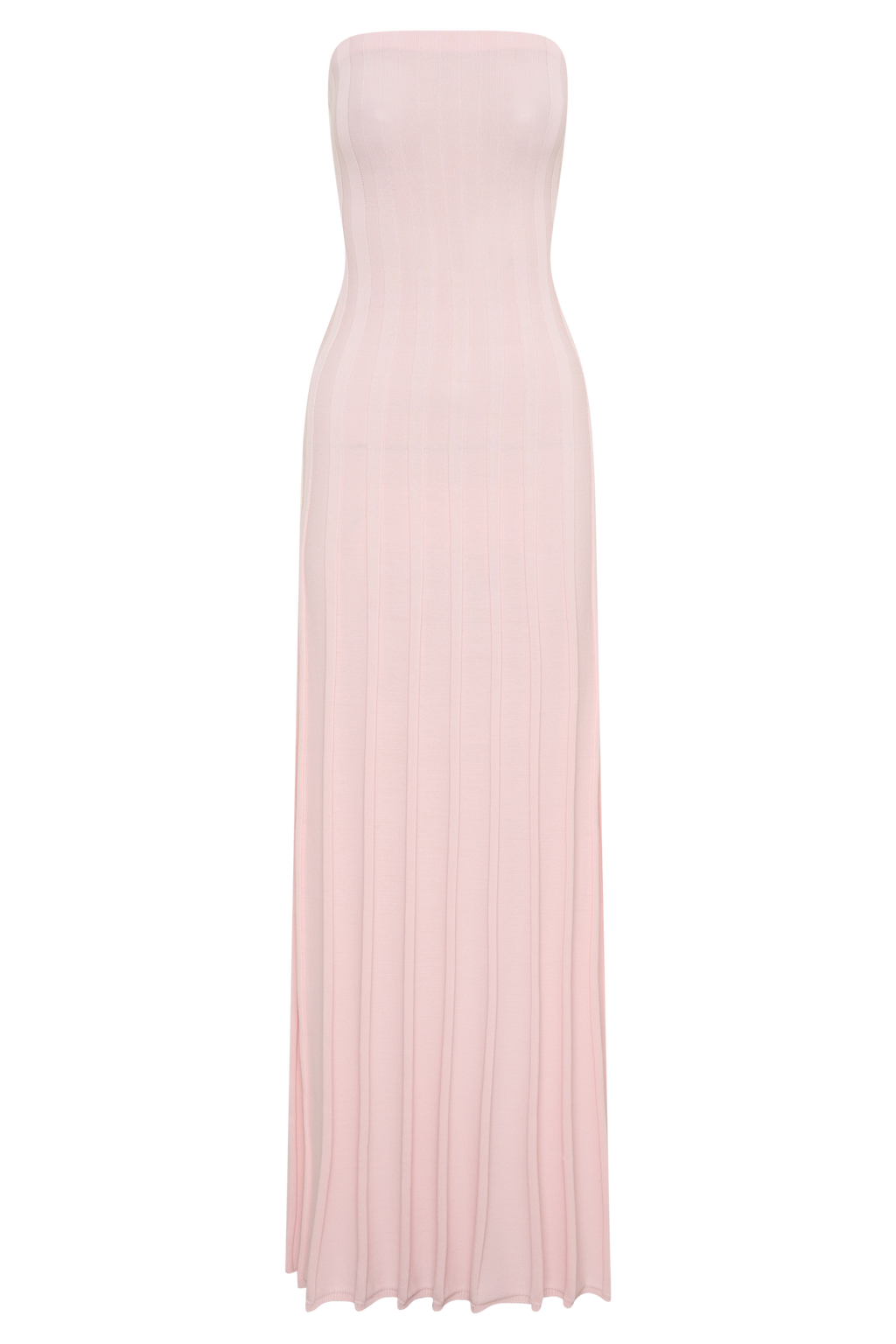Pia Ribbed Strapless Maxi Dress - Baby Pink