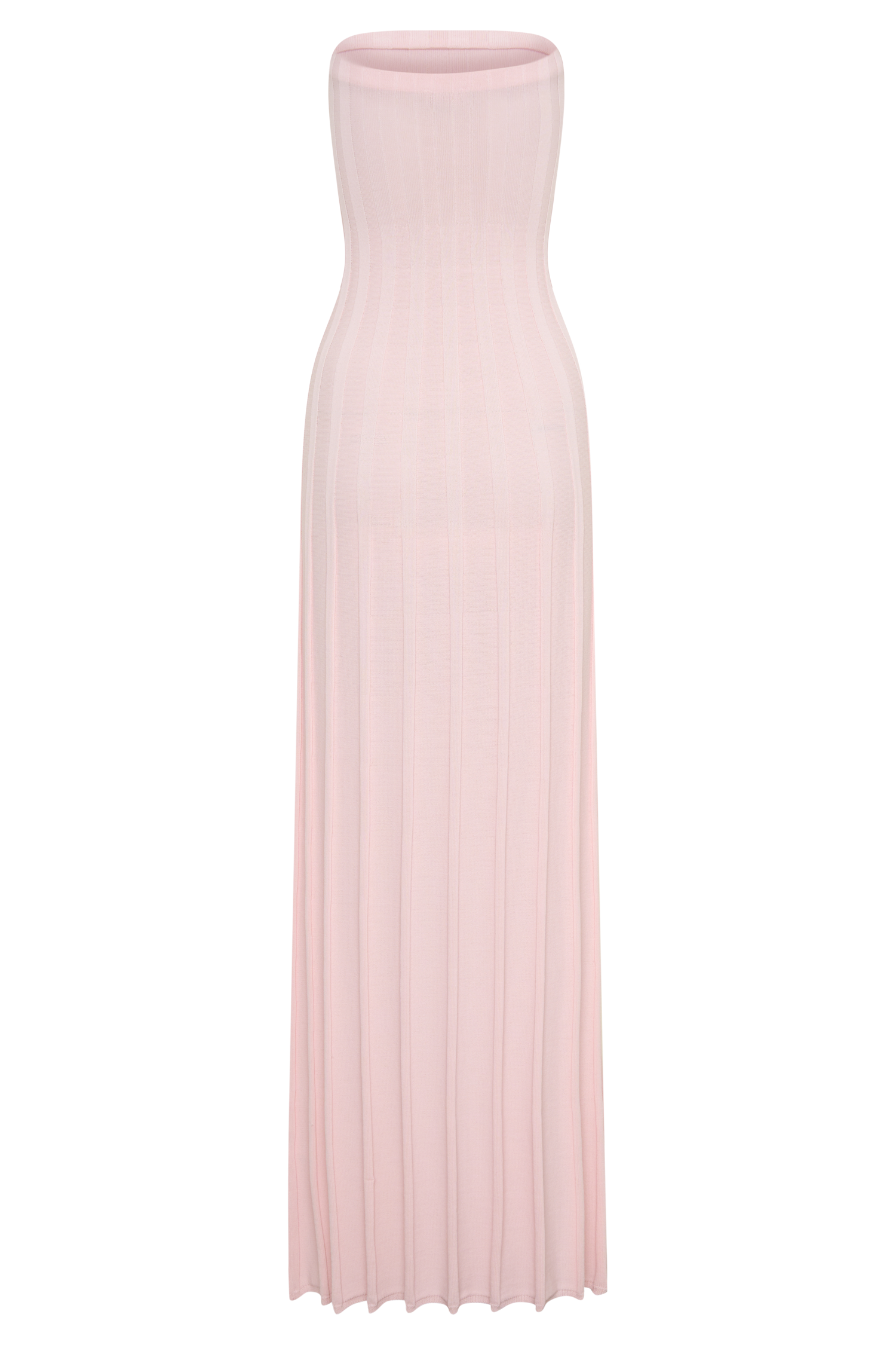 Pia Ribbed Strapless Maxi Dress - Baby Pink
