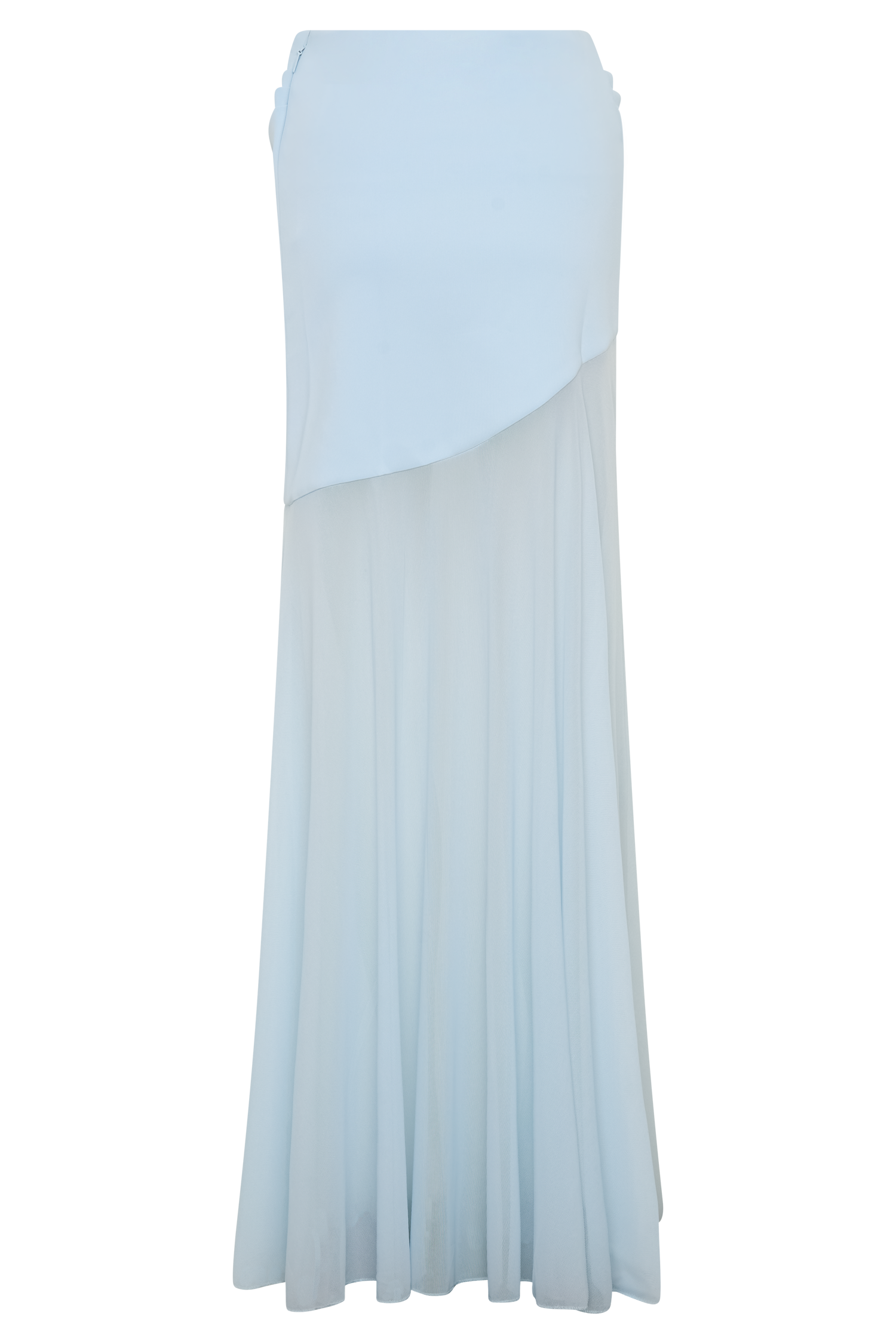 Portia Scuba And Mesh Maxi Skirt - Pale Blue