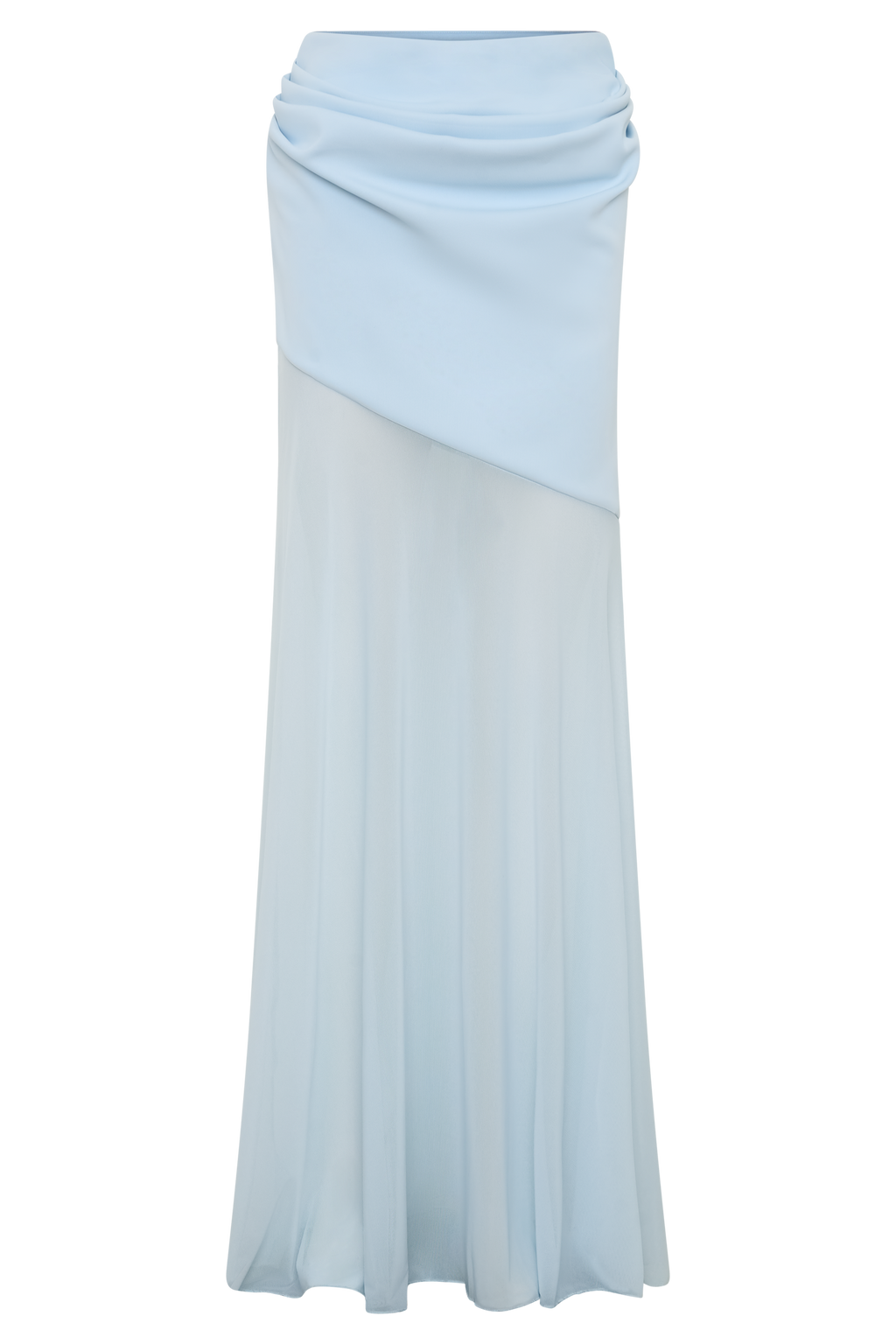 Portia Scuba And Mesh Maxi Skirt - Pale Blue