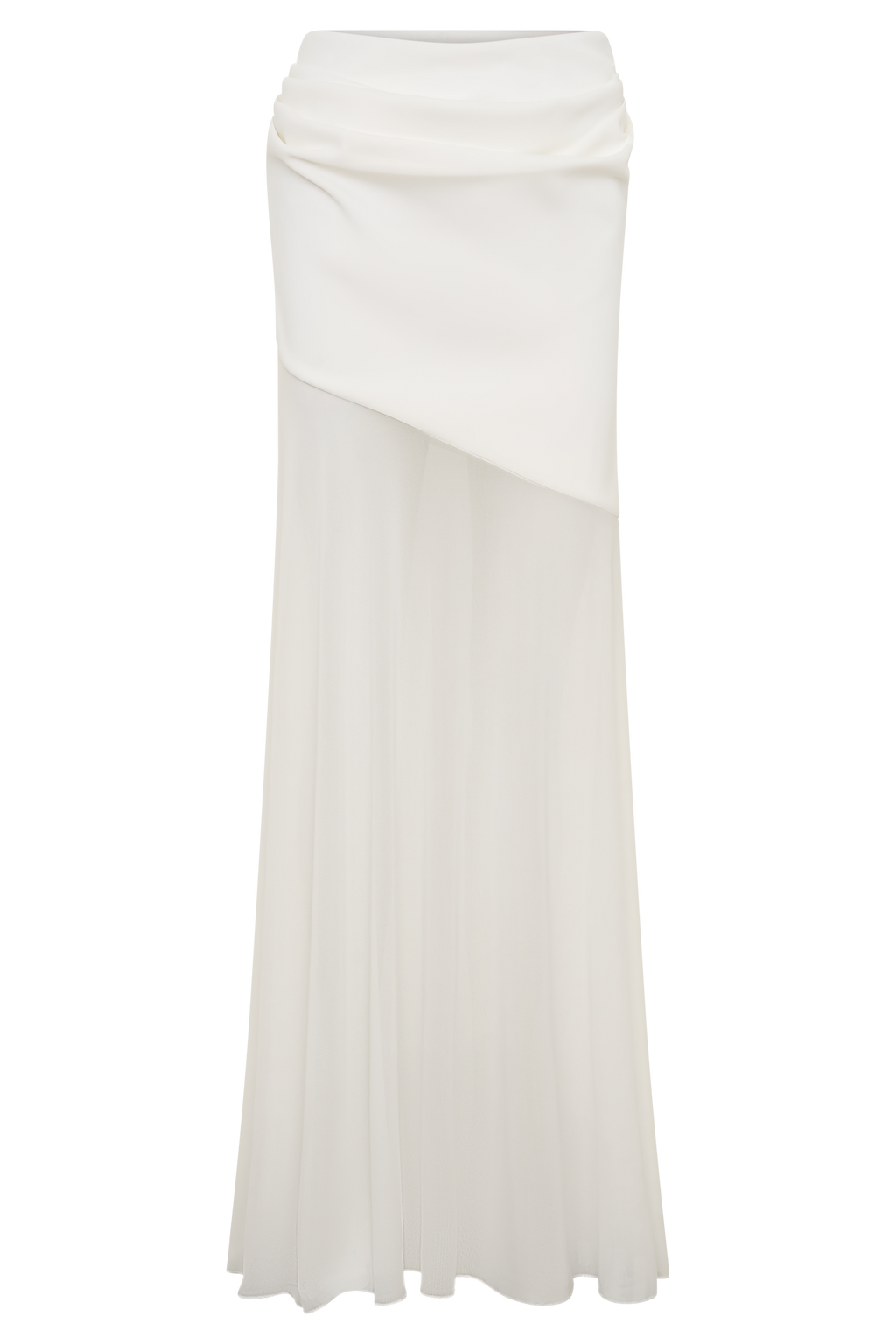 Portia Scuba And Mesh Maxi Skirt - White