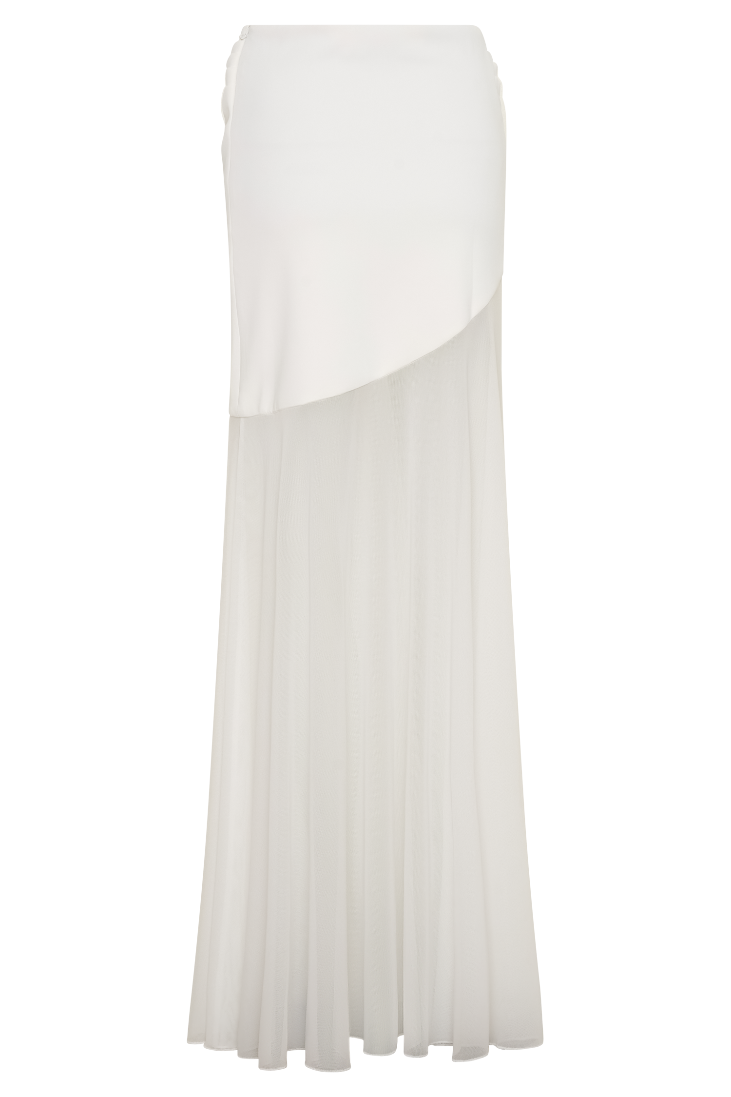 Portia Scuba And Mesh Maxi Skirt - White