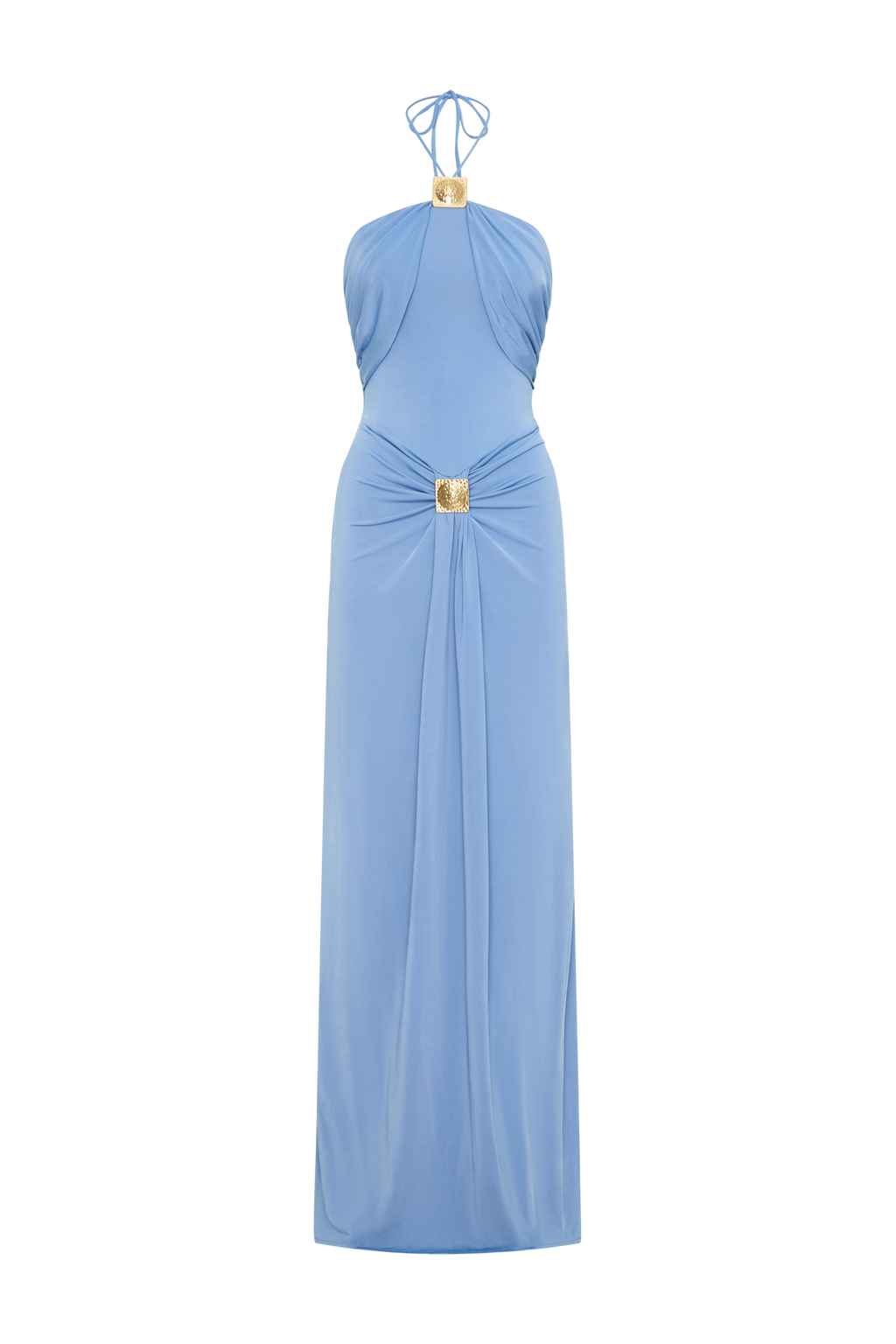 Quincy Halter Maxi Dress With Hardware - Cornflower Blue