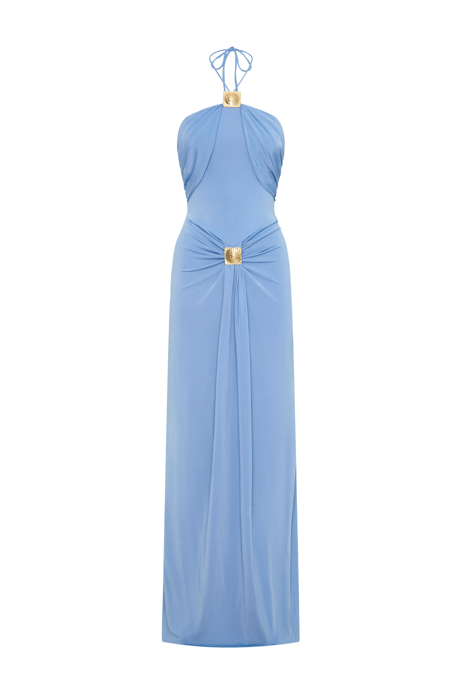 Quincy Halter Maxi Dress With Hardware - Cornflower Blue