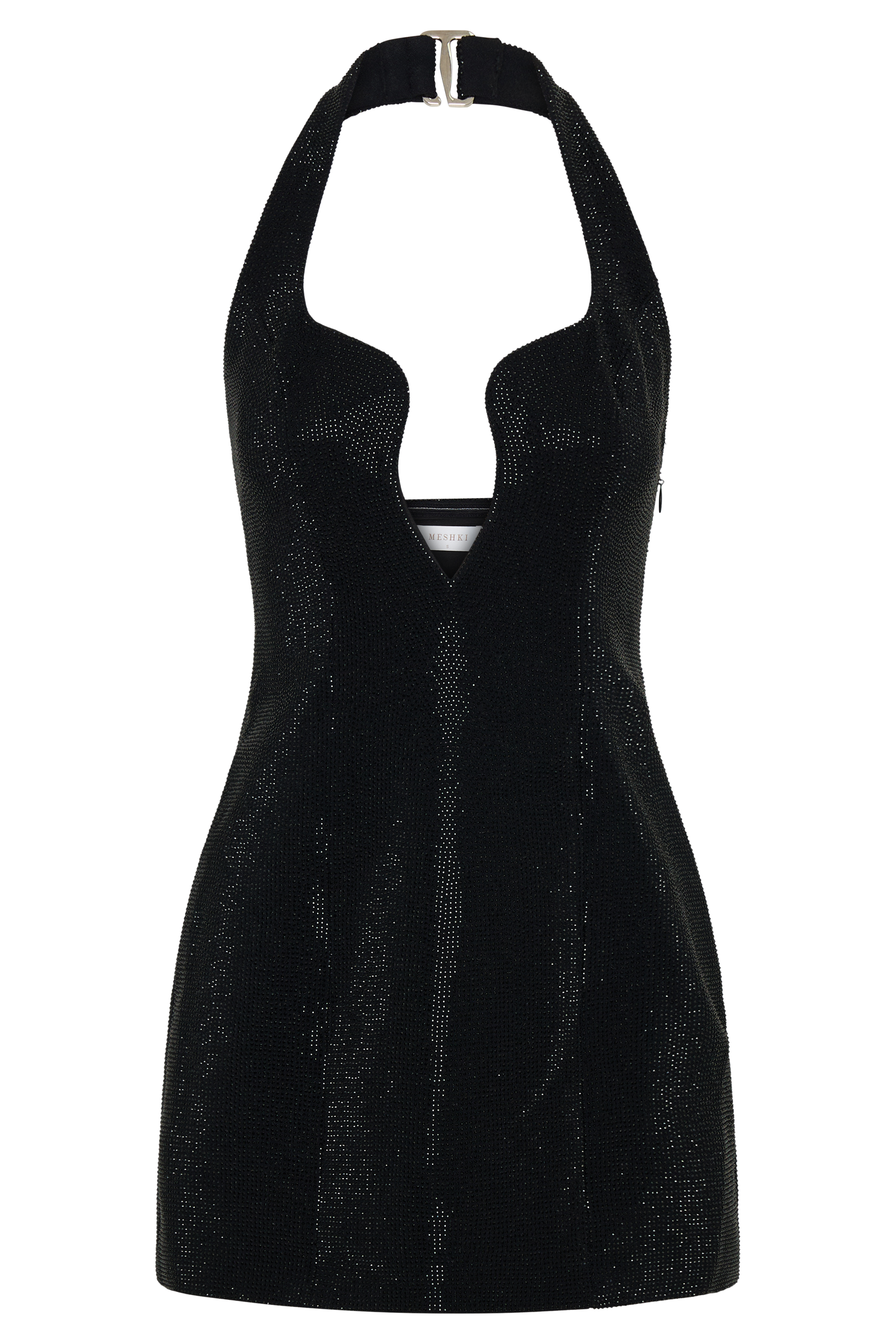 Raina Diamante Halter Mini Dress - Black